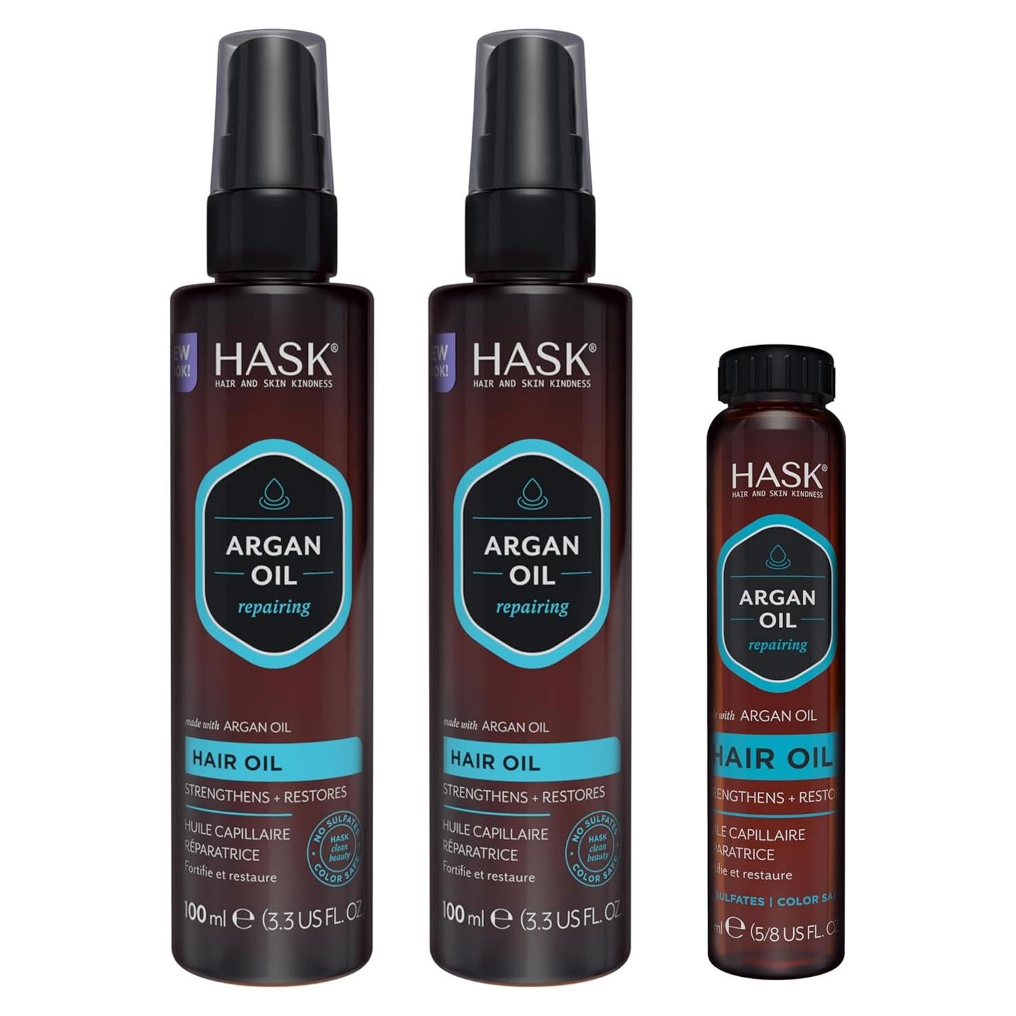 Aceite Capilar Reparador HASK Argan 3x71.5ml Vegano Sin Sulfatos