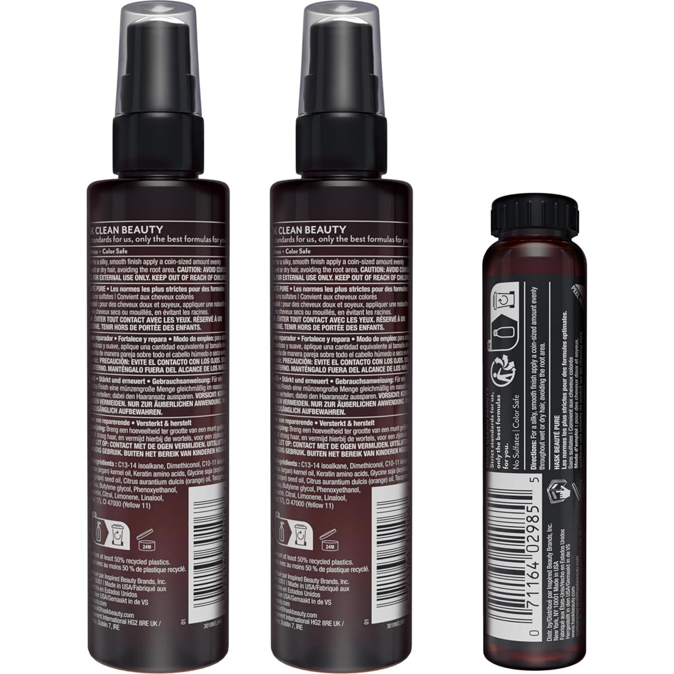 Aceite Capilar Reparador HASK Argan 3x71.5ml Vegano Sin Sulfatos