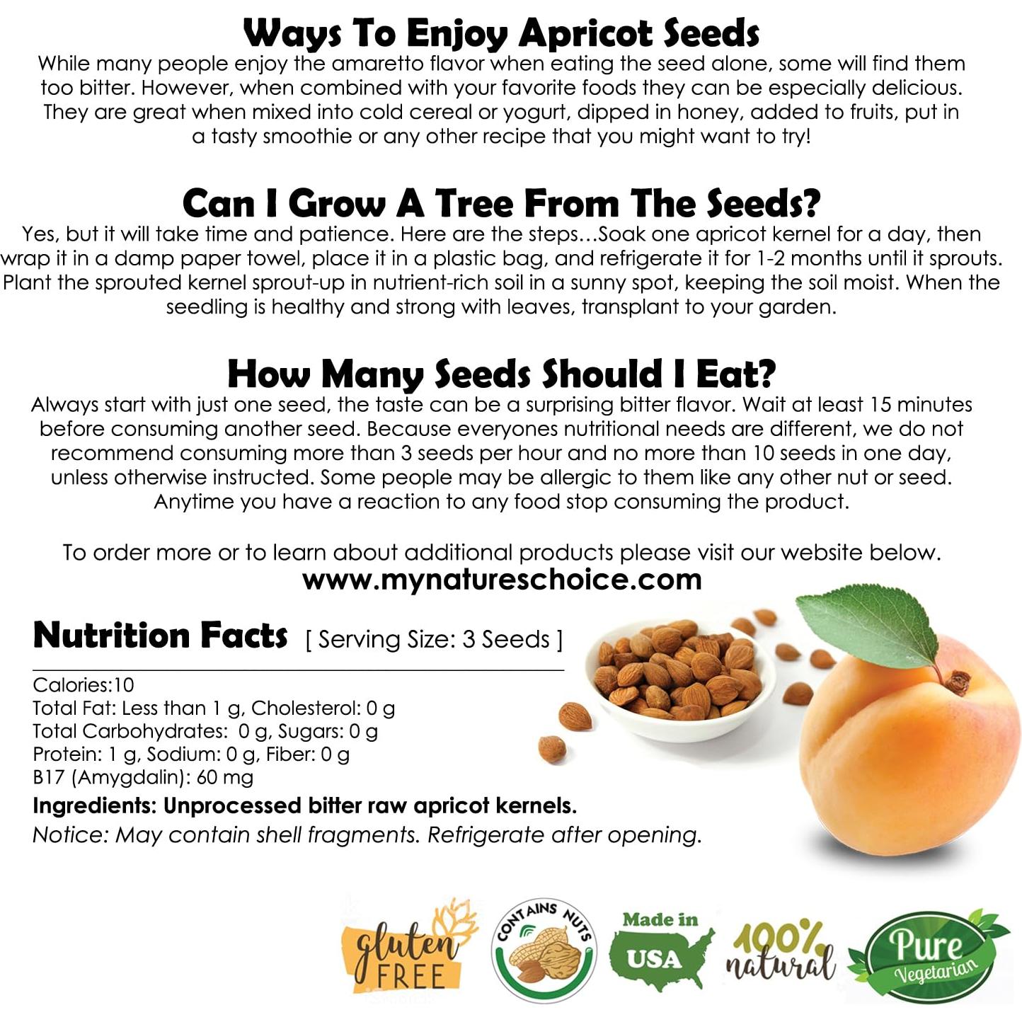 Semillas de Albaricoque Amargas Crudas Nature's Choice 227 g