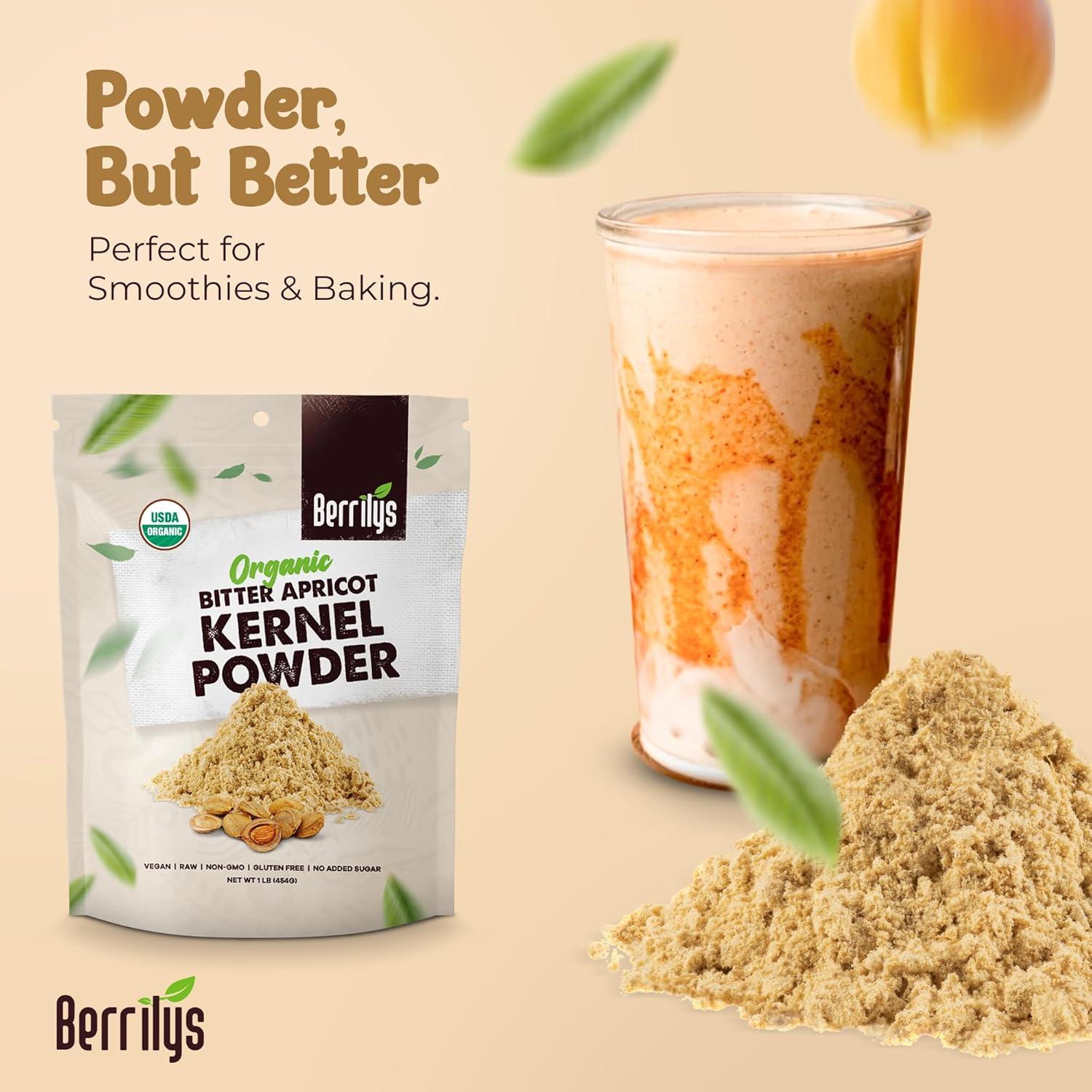Polvo de Núcleo de Albaricoque Amargo Berrilys 453.6 g - Orgánico y Vegano