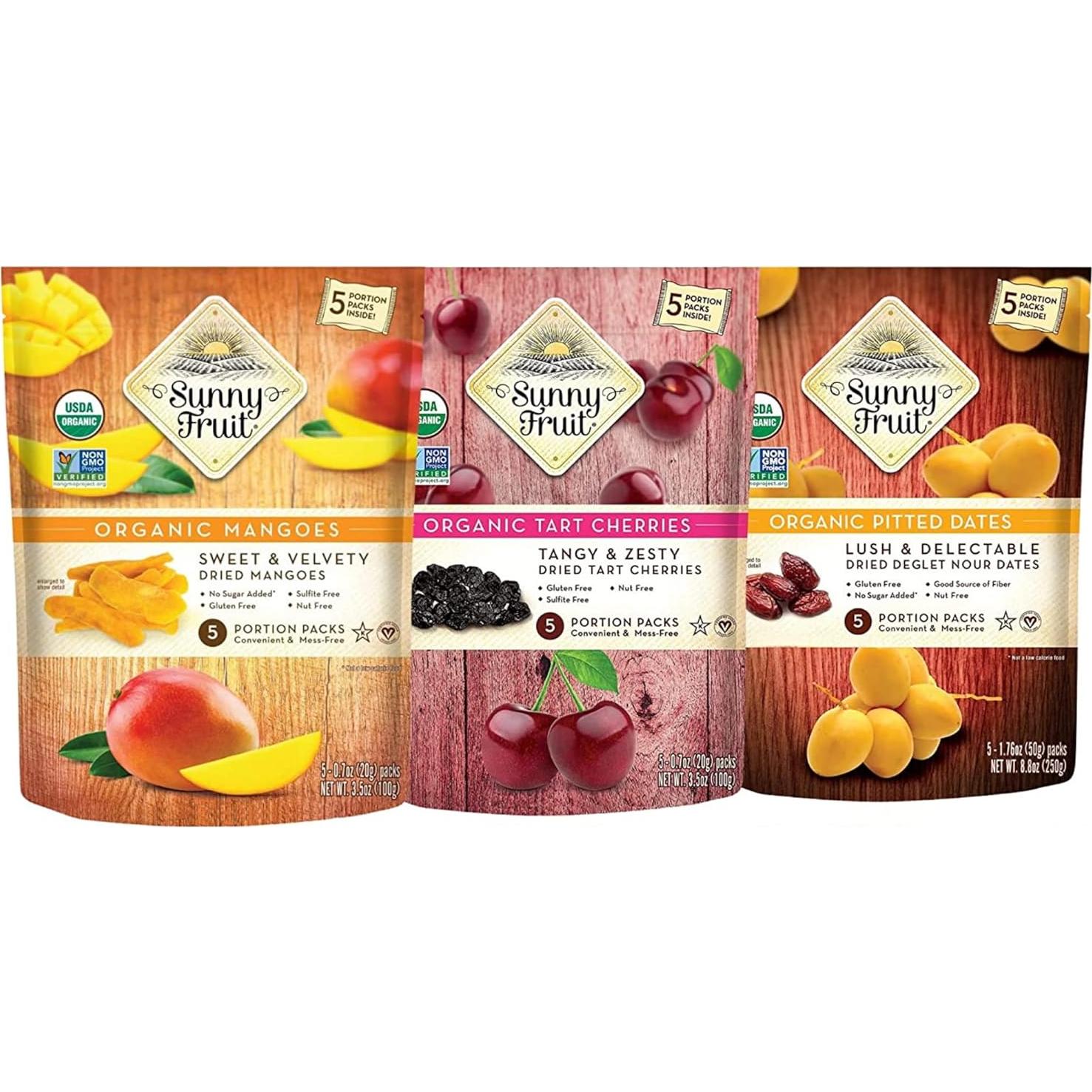 Surtido de Frutas Secas Orgánicas Sunny Fruit - 6 Bolsas de 30 Porciones