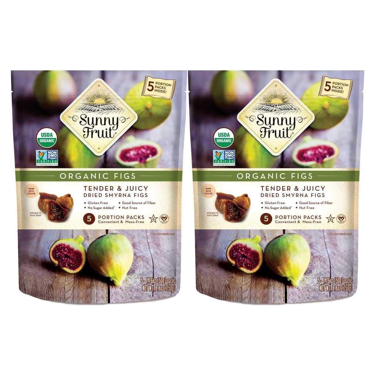 Higos Secos Orgánicos Sunny Fruit - Paquete de 10 x 50g