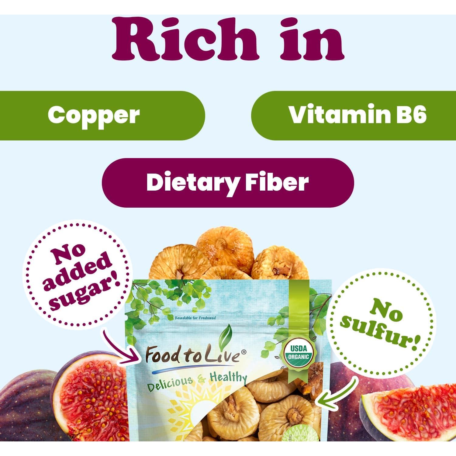 Higos Orgánicos Smyrna Food to Live 0.91 kg - Sin Azúcar Añadido