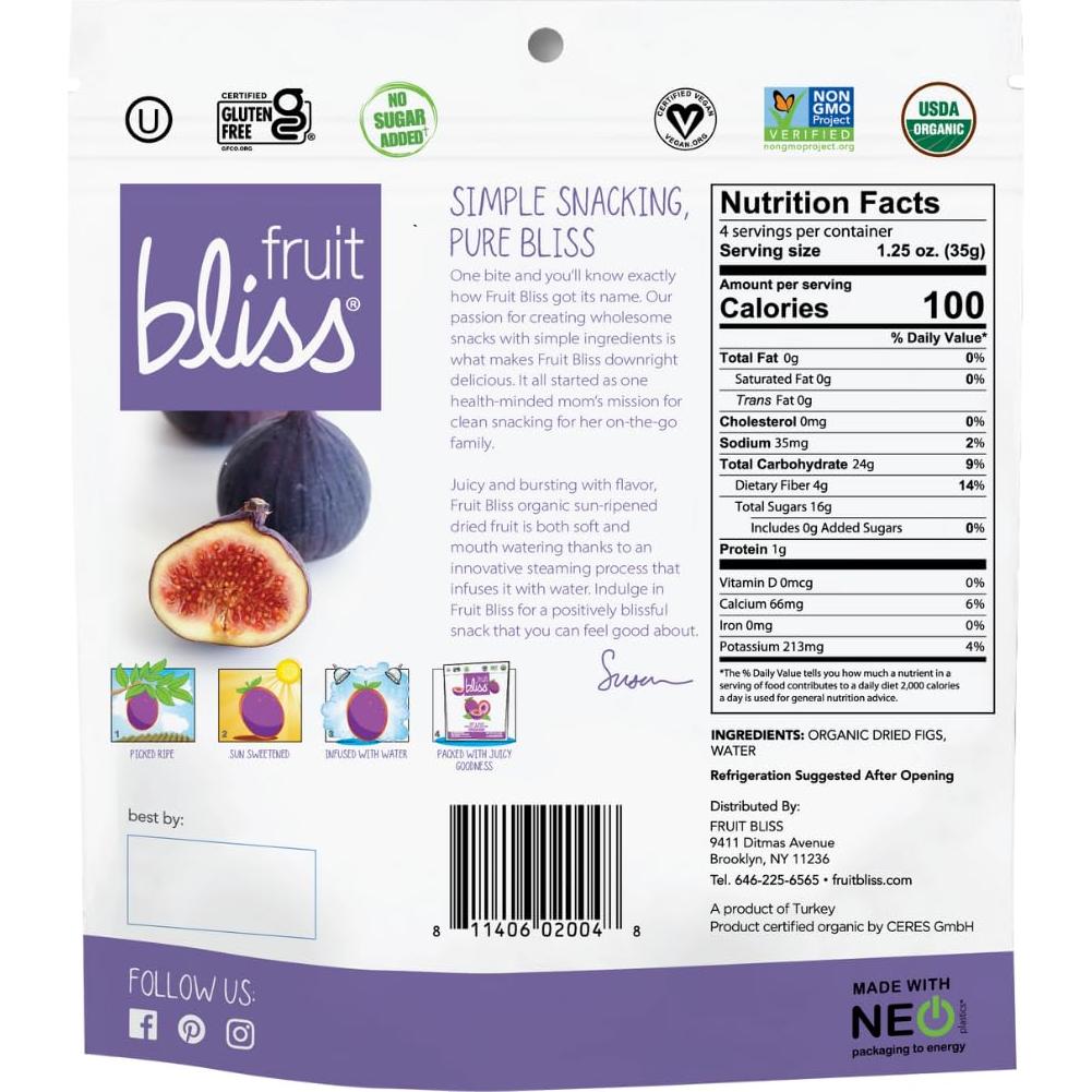 Higos Turcos Orgánicos Fruit Bliss 6 Paquetes 850g Snacks Saludables