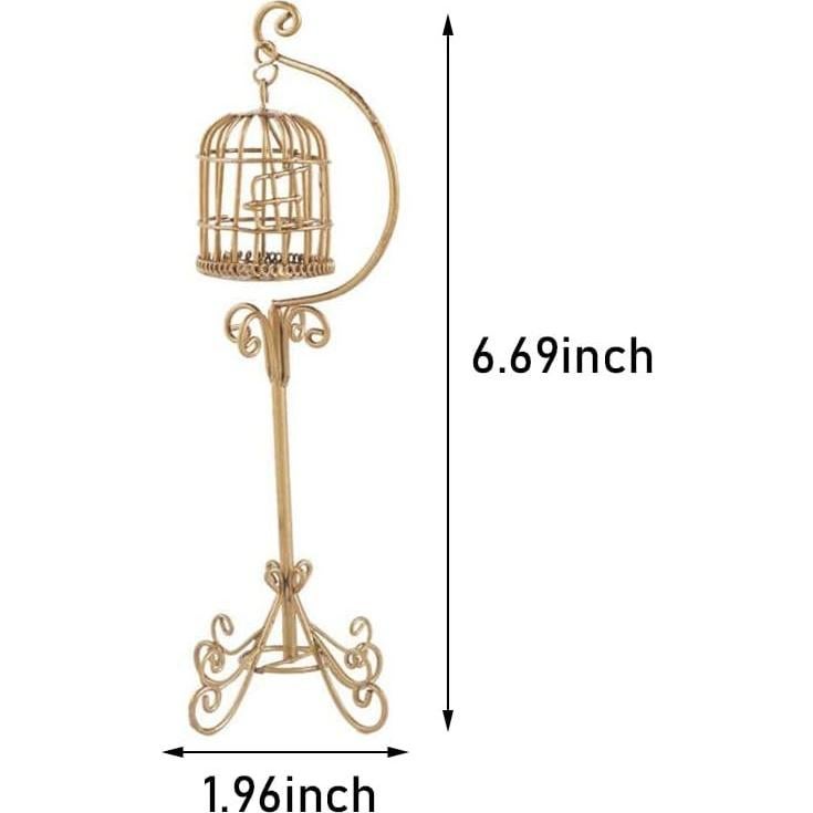 Jaula de Pájaro Miniatura Cutemini 1:12 Dorada Decorativa