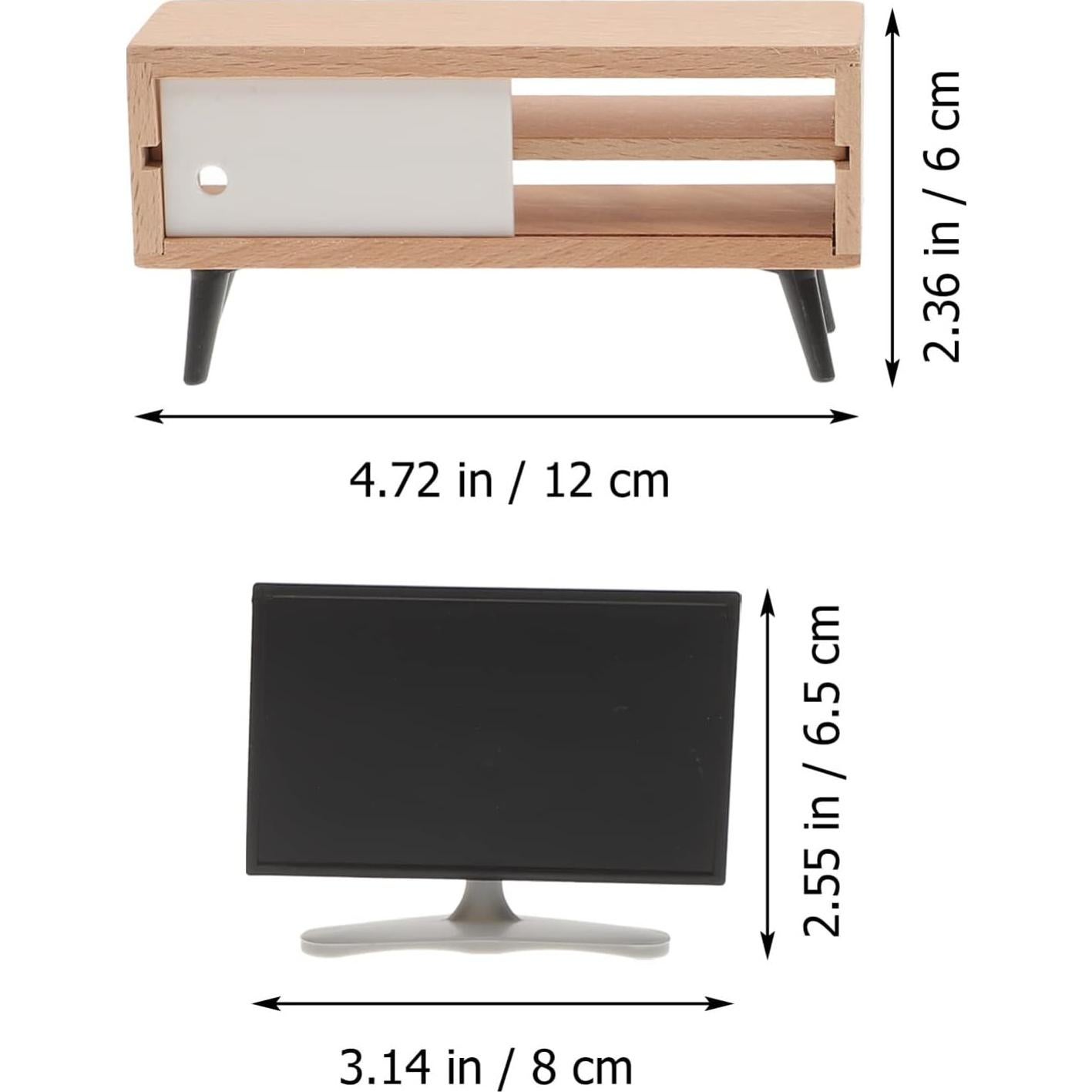 Mini Televisor y Mueble para Casa de Muñecas NUOBESTY