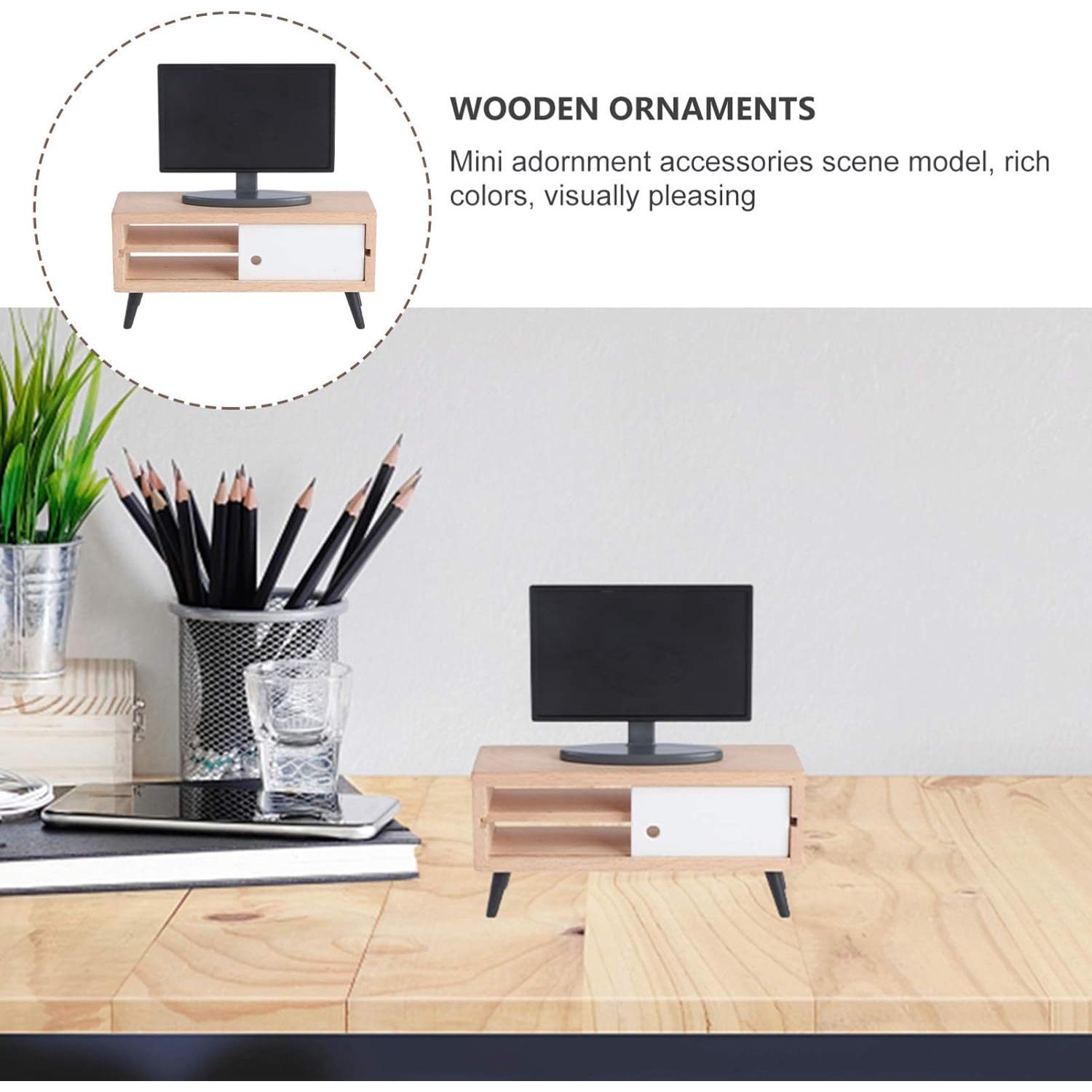 Mini Televisor y Mueble para Casa de Muñecas NUOBESTY