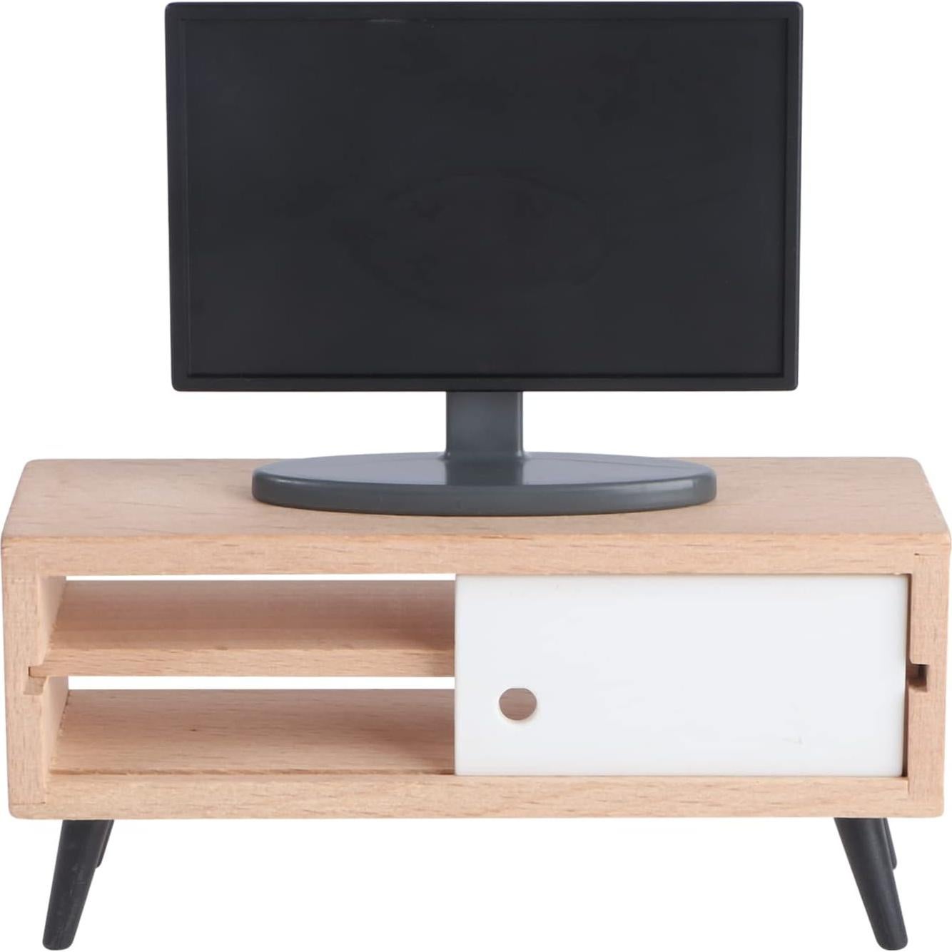 Mini Televisor y Mueble para Casa de Muñecas NUOBESTY