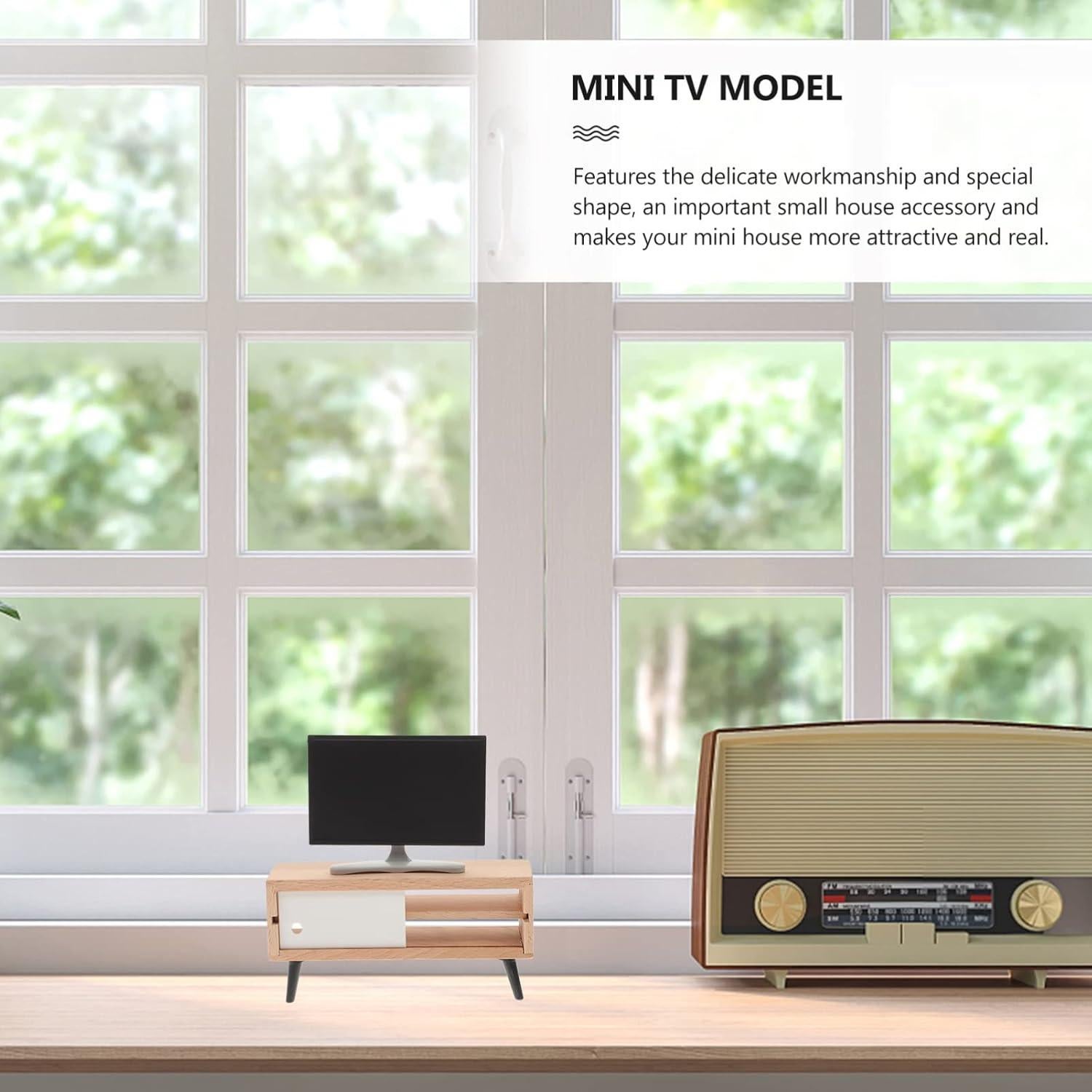 Mini Televisor y Mueble para Casa de Muñecas NUOBESTY