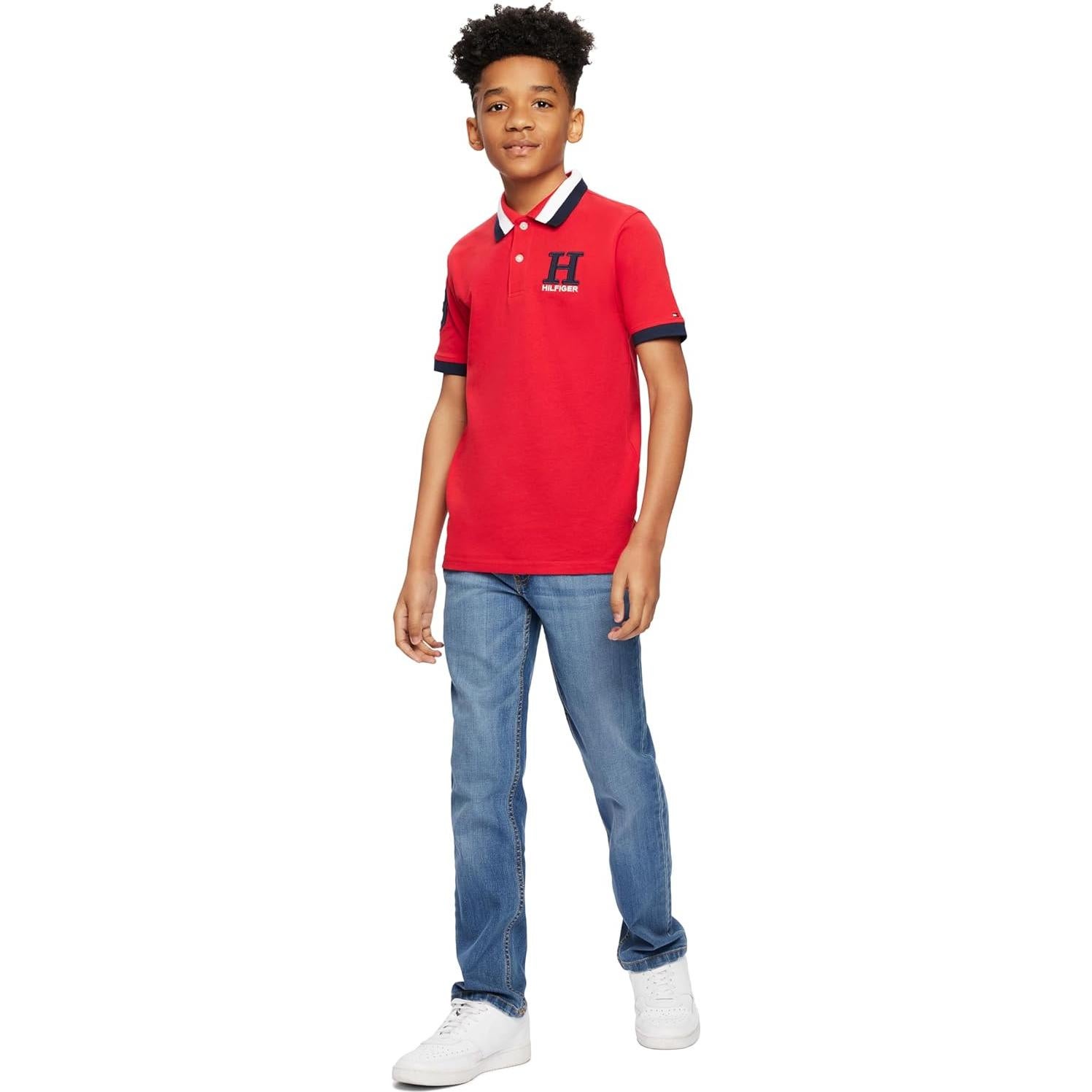 Camisa Polo Infantil Tommy Hilfiger Roja 2T a 20, Manga Corta