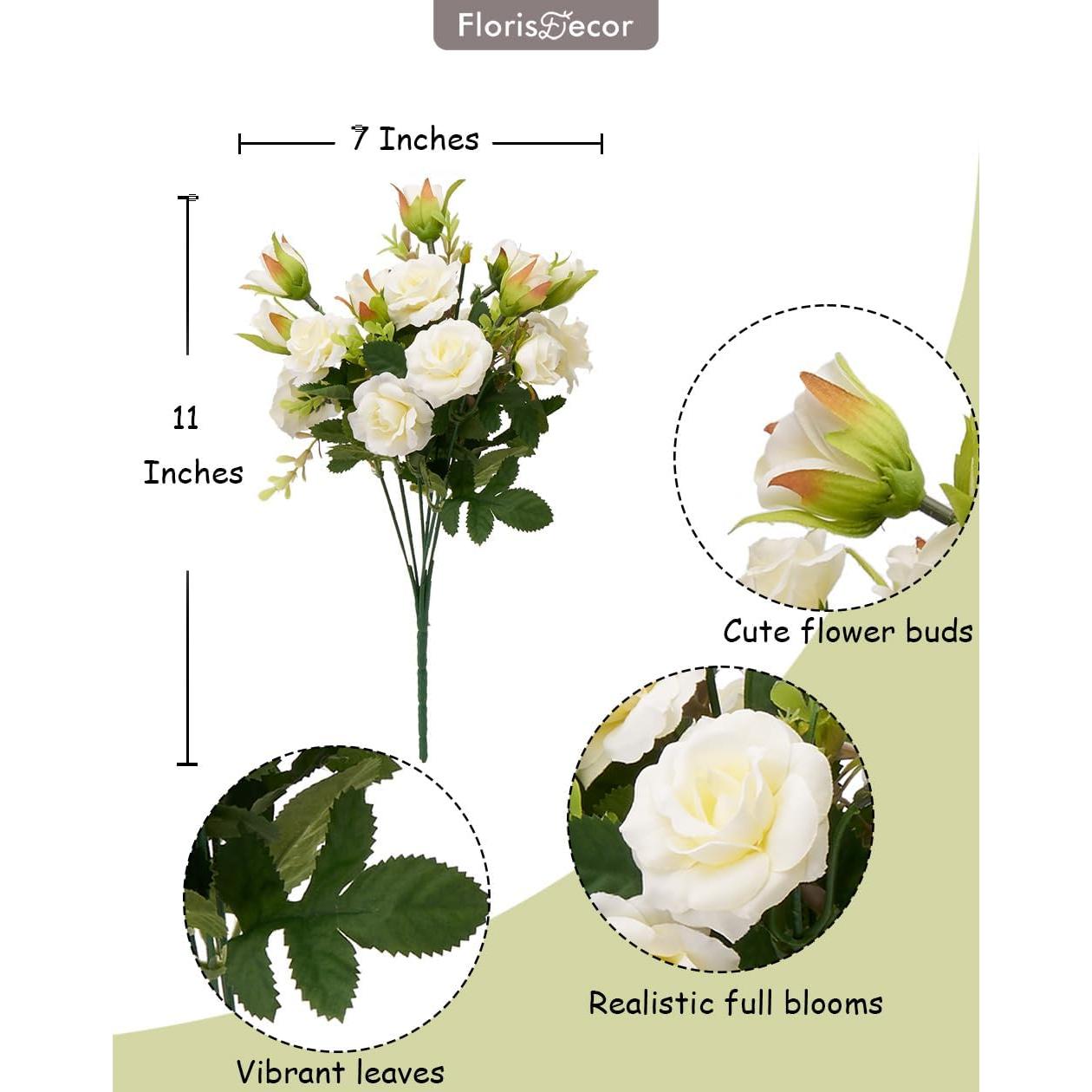 Ramo de Gardenias Blancas FlorisDecor 28 cm Set de 4