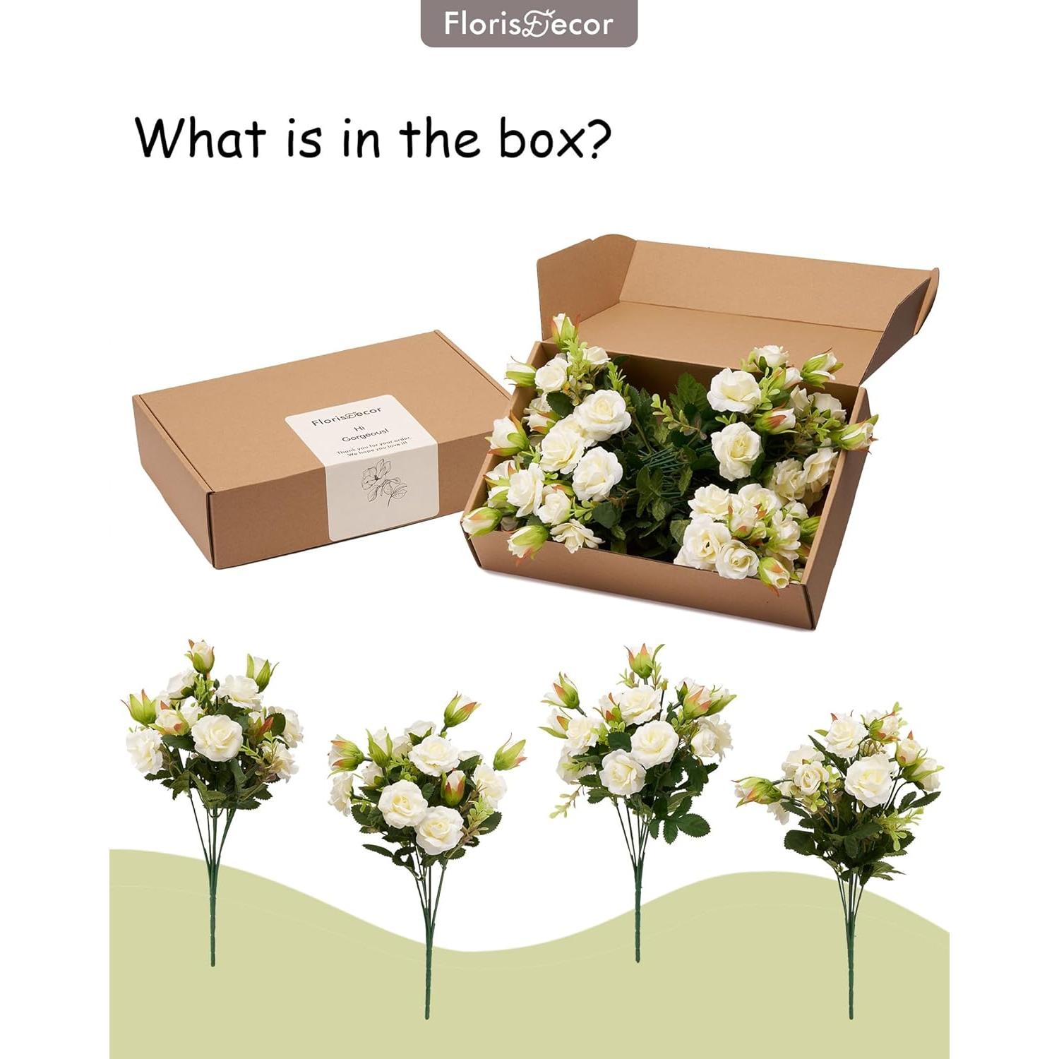 Ramo de Gardenias Blancas FlorisDecor 28 cm Set de 4