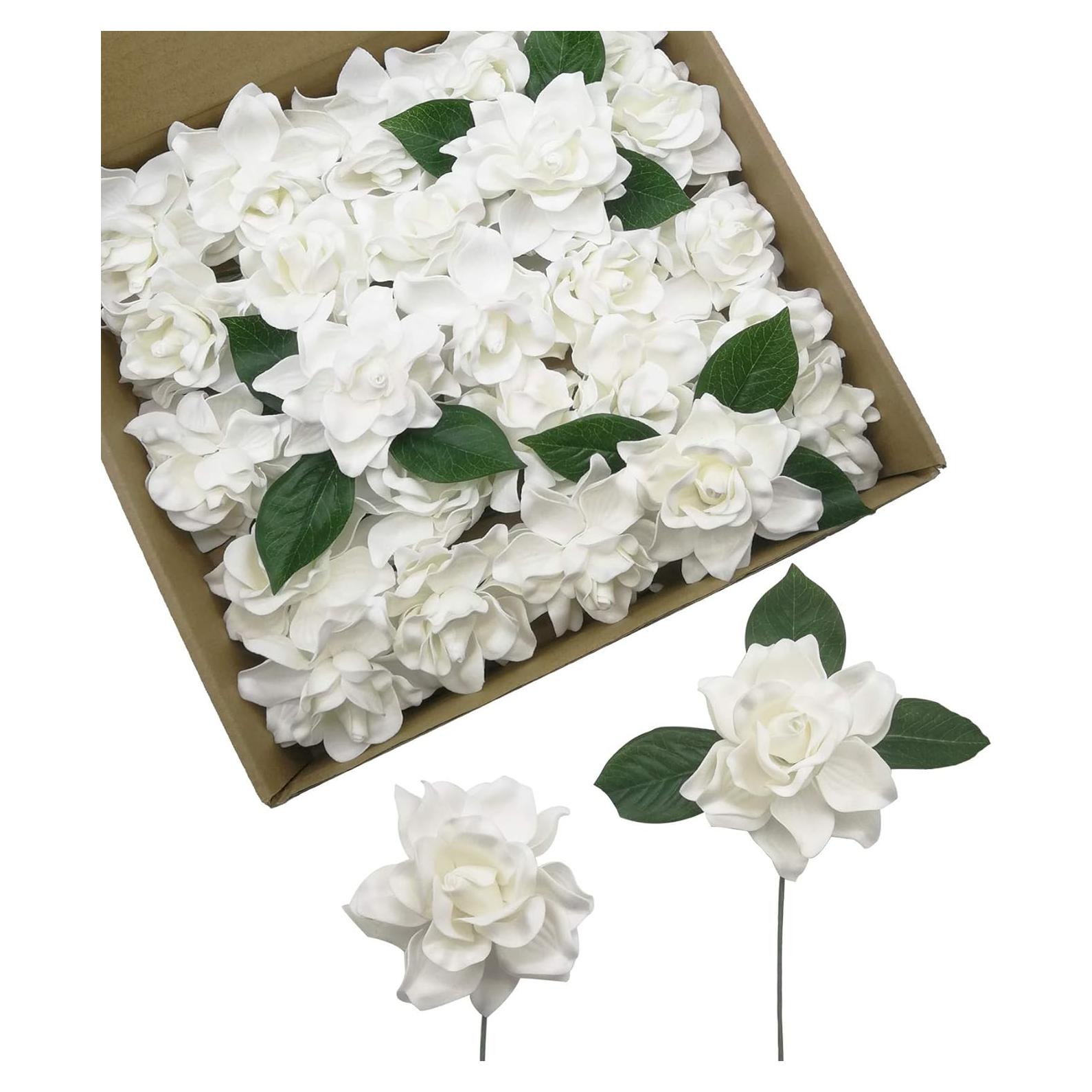 Flores Artificiales D-Seven 25pcs Gardenia Blancas para Decoración