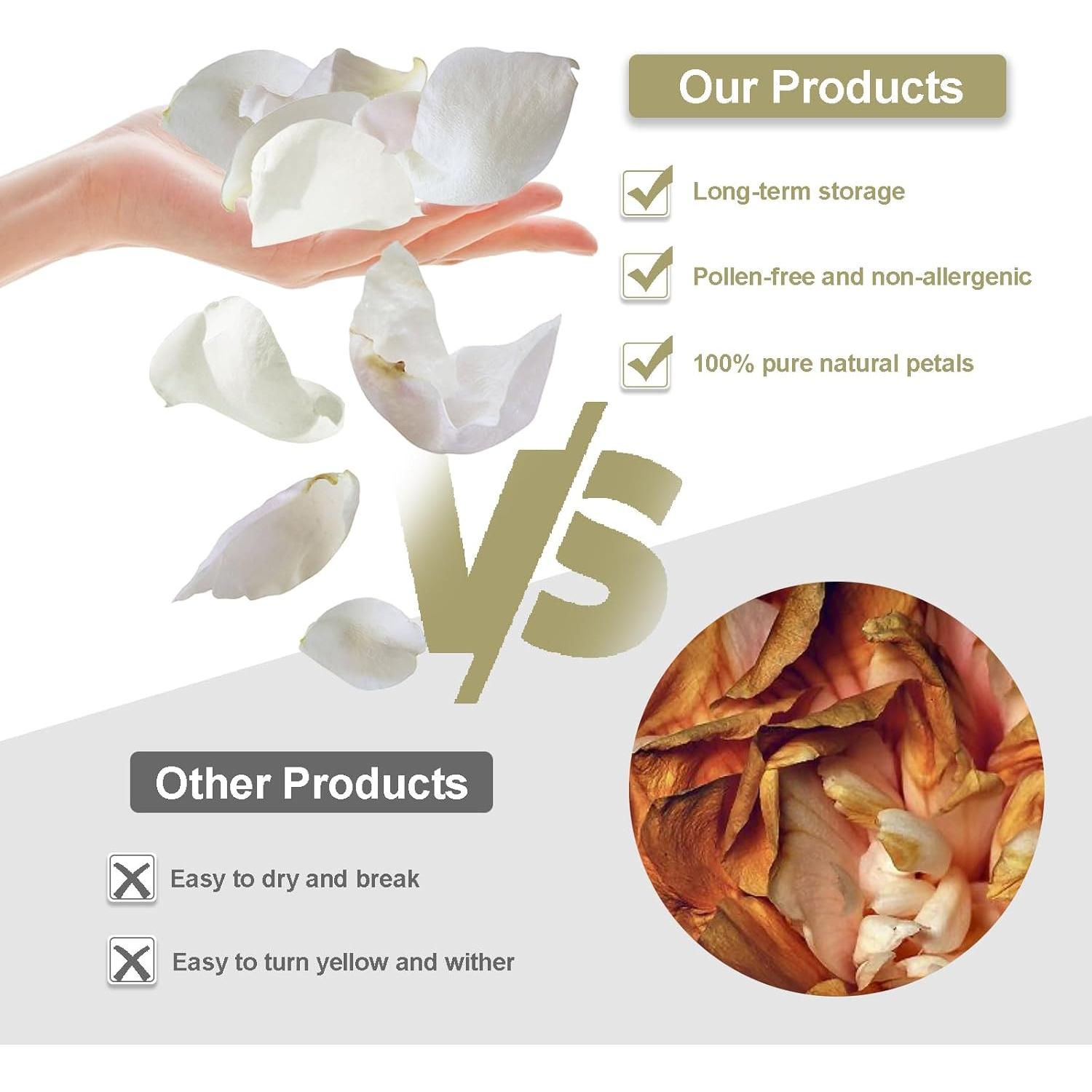 Pétalos de Rosa Secos Biodegradables ZPNUZDU 100g Blancos