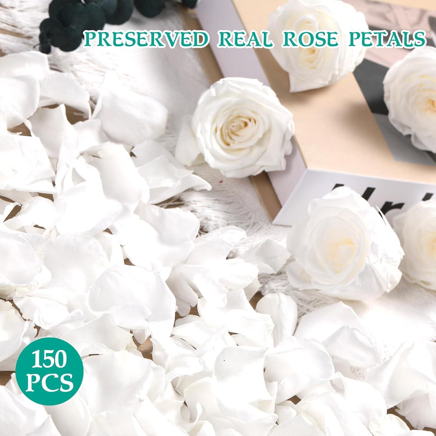 Pétalos de Rosa Secos Blancos miidii - 150 Piezas para Decoración