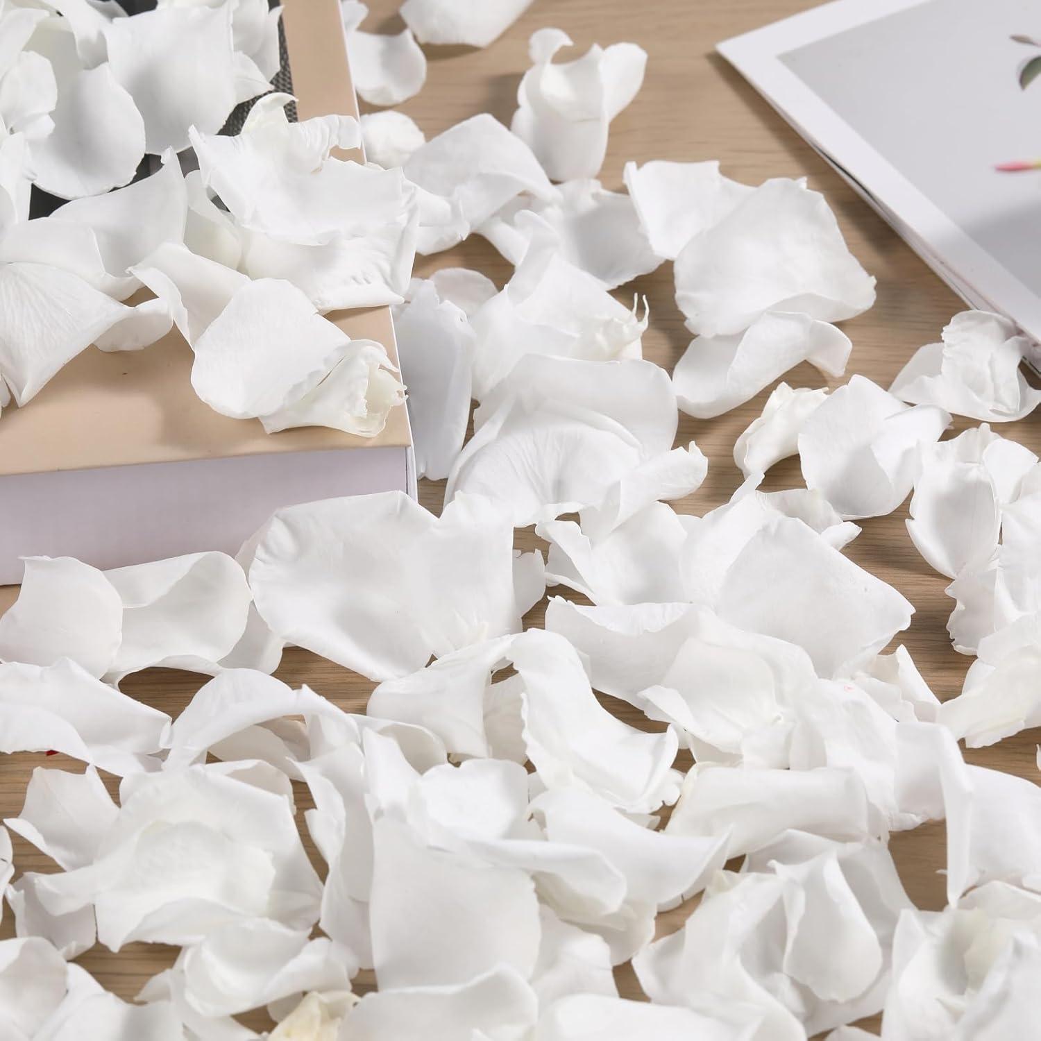 Pétalos de Rosa Secos Blancos Tavkite - 140 Unidades para Decoración