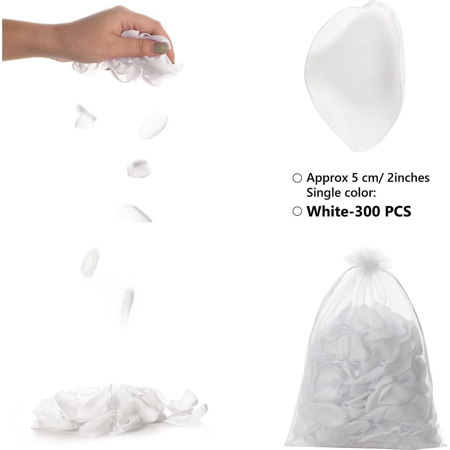 Pétalos de Rosa Blancos Artificiales 300pcs Seda Neaticoo