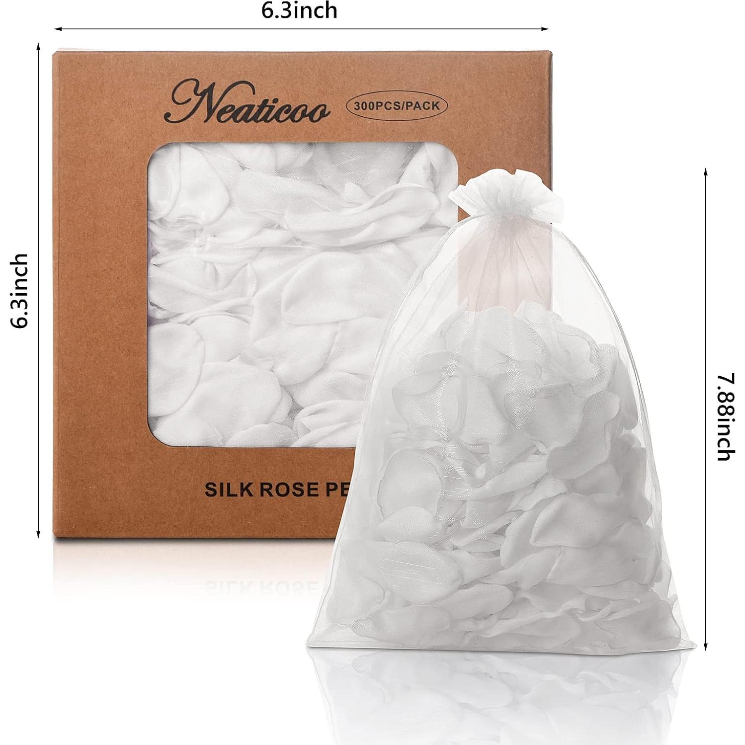 Pétalos de Rosa Blancos Artificiales 300pcs Seda Neaticoo