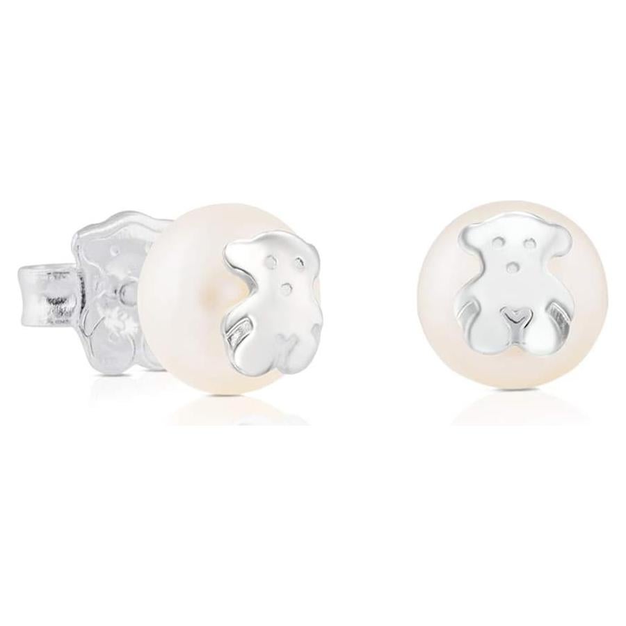 Pendientes de Stud Plata 925 TOUS Bear con Perlas Blancas 8.5mm