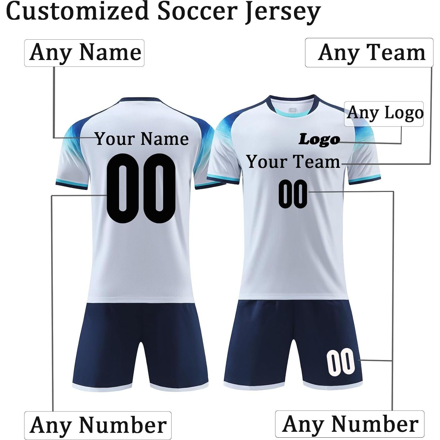 Uniforme de Fútbol Personalizado para Hombres y Jóvenes - Camiseta y Pantalones Cortos