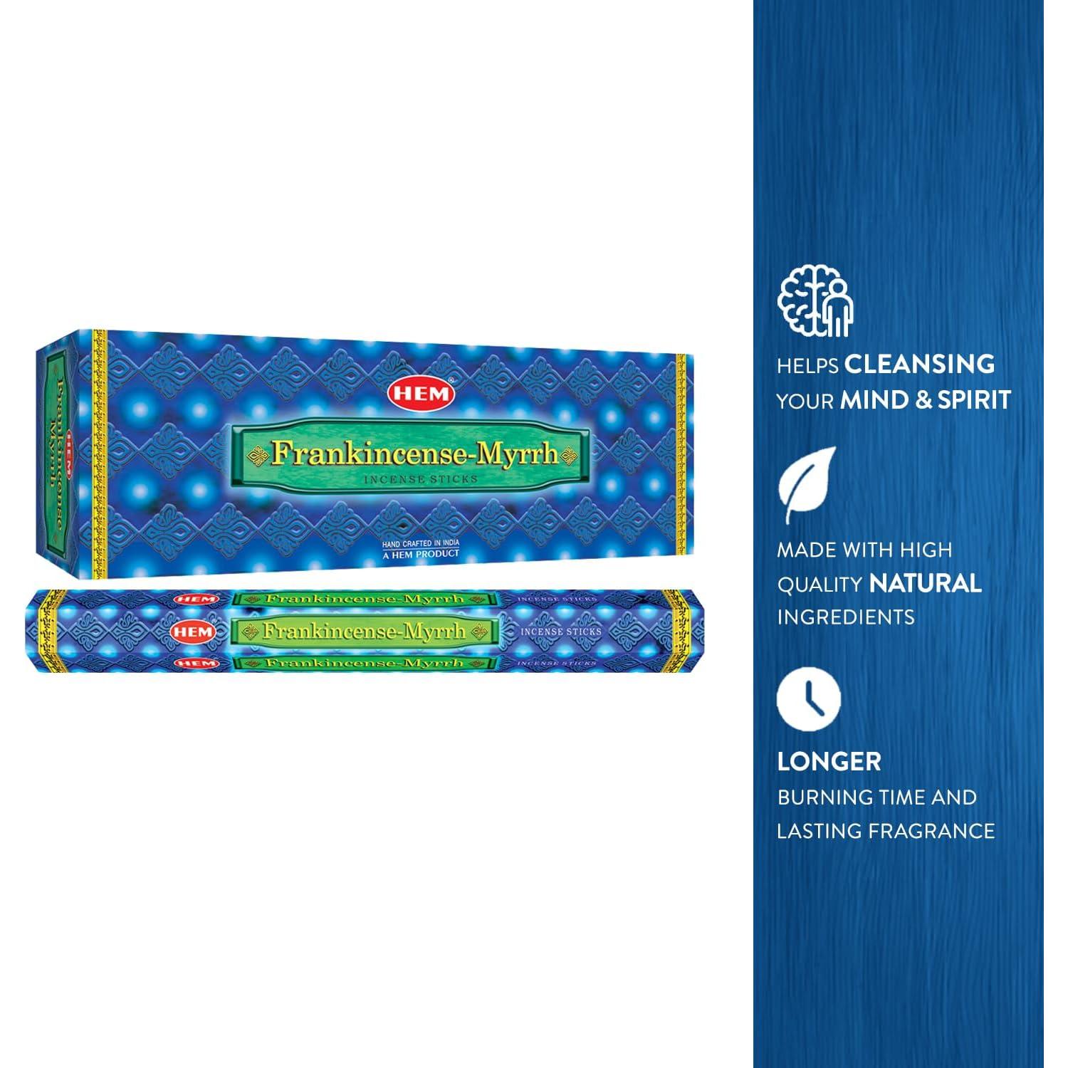 Incienso HEM Frankincense y Mirra - 120 Varillas Aromaterapia
