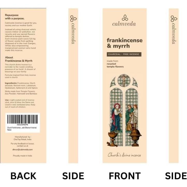 Incienso Calmveda Sin Carbón - 80 Varillas de Flores Recicladas