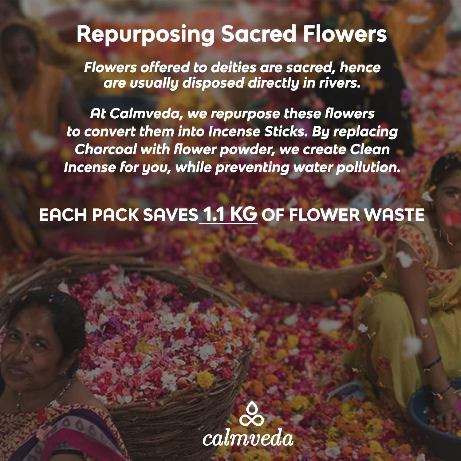 Incienso Calmveda Sin Carbón - 80 Varillas de Flores Recicladas