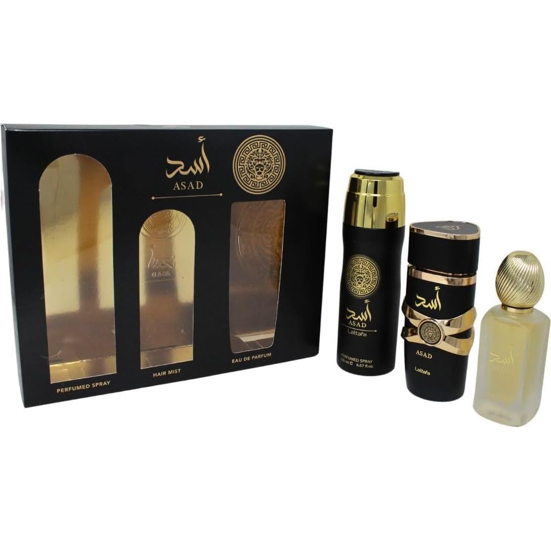 Fragancia Ámbar Lattafa Asad 100ml + 50ml Hair Mist