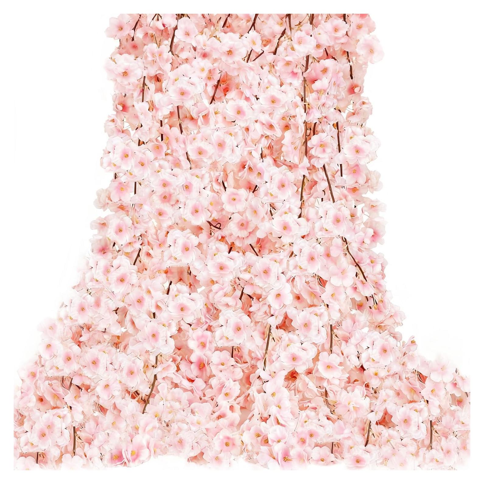 Guirnalda de Flores de Cerezo Artificial 10PCS Rosa Claro 18m