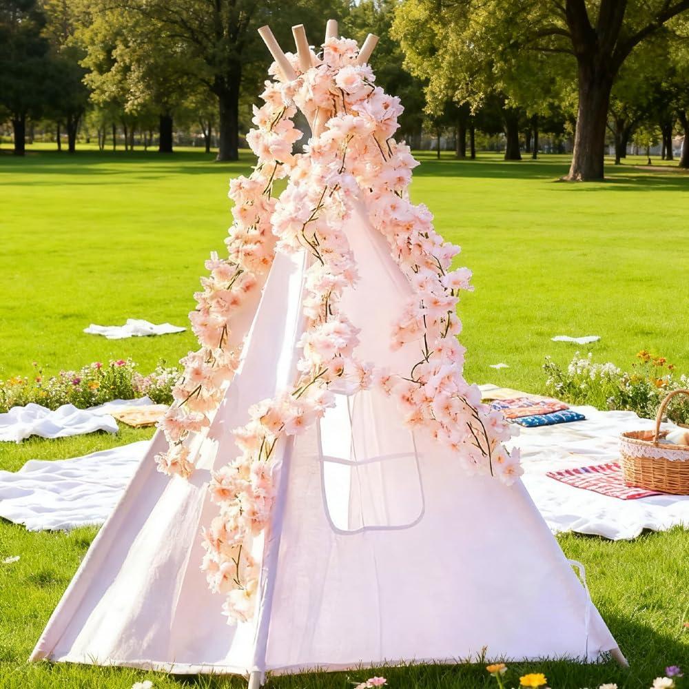 Guirnalda de Flores de Cerezo Artificial 10PCS Rosa Claro 18m