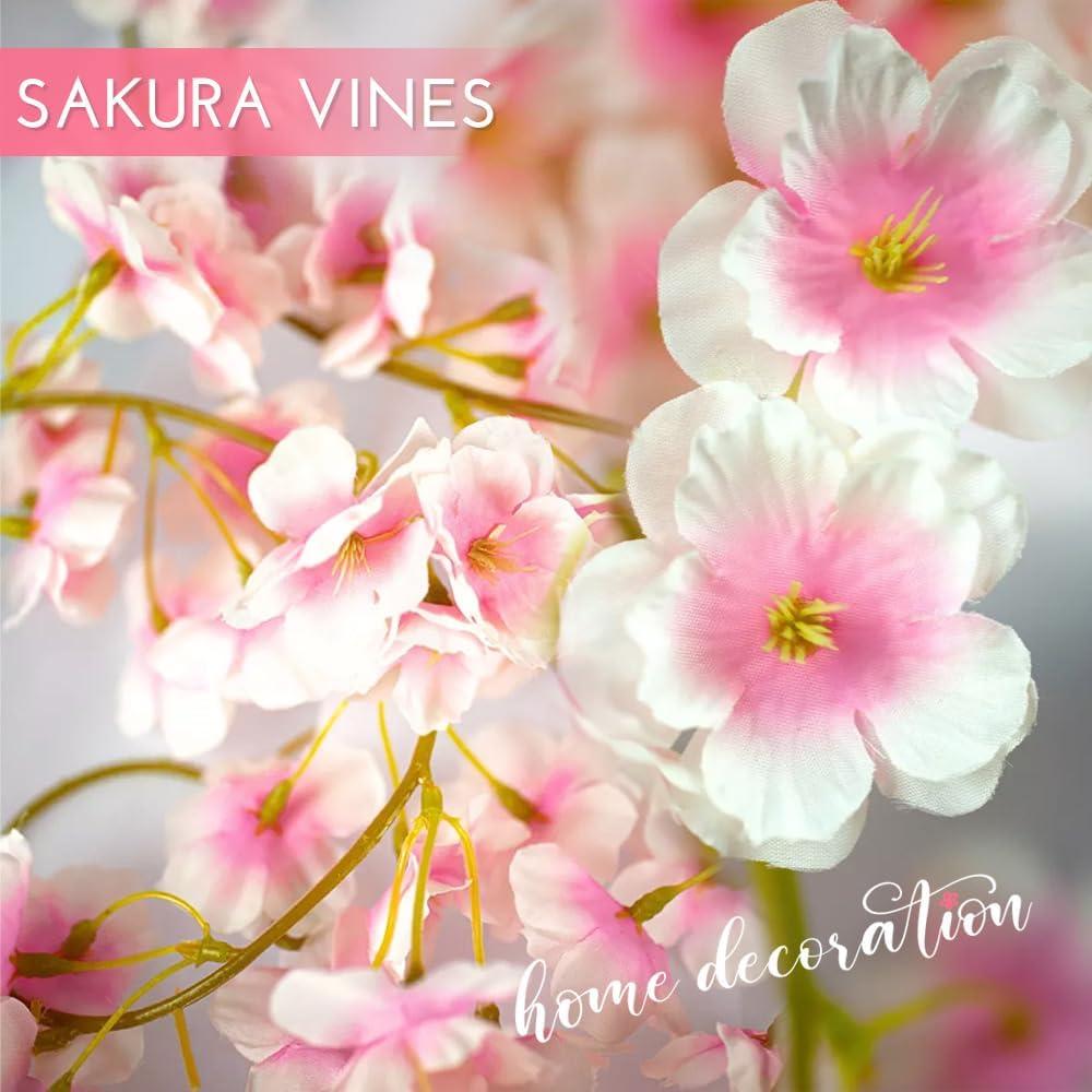 Guirnalda de Flores de Cerezo Artificial 10PCS Rosa Claro 18m