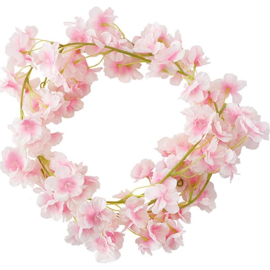 Guirnalda de Flores de Cerezo Artificial 10PCS Rosa Claro 18m
