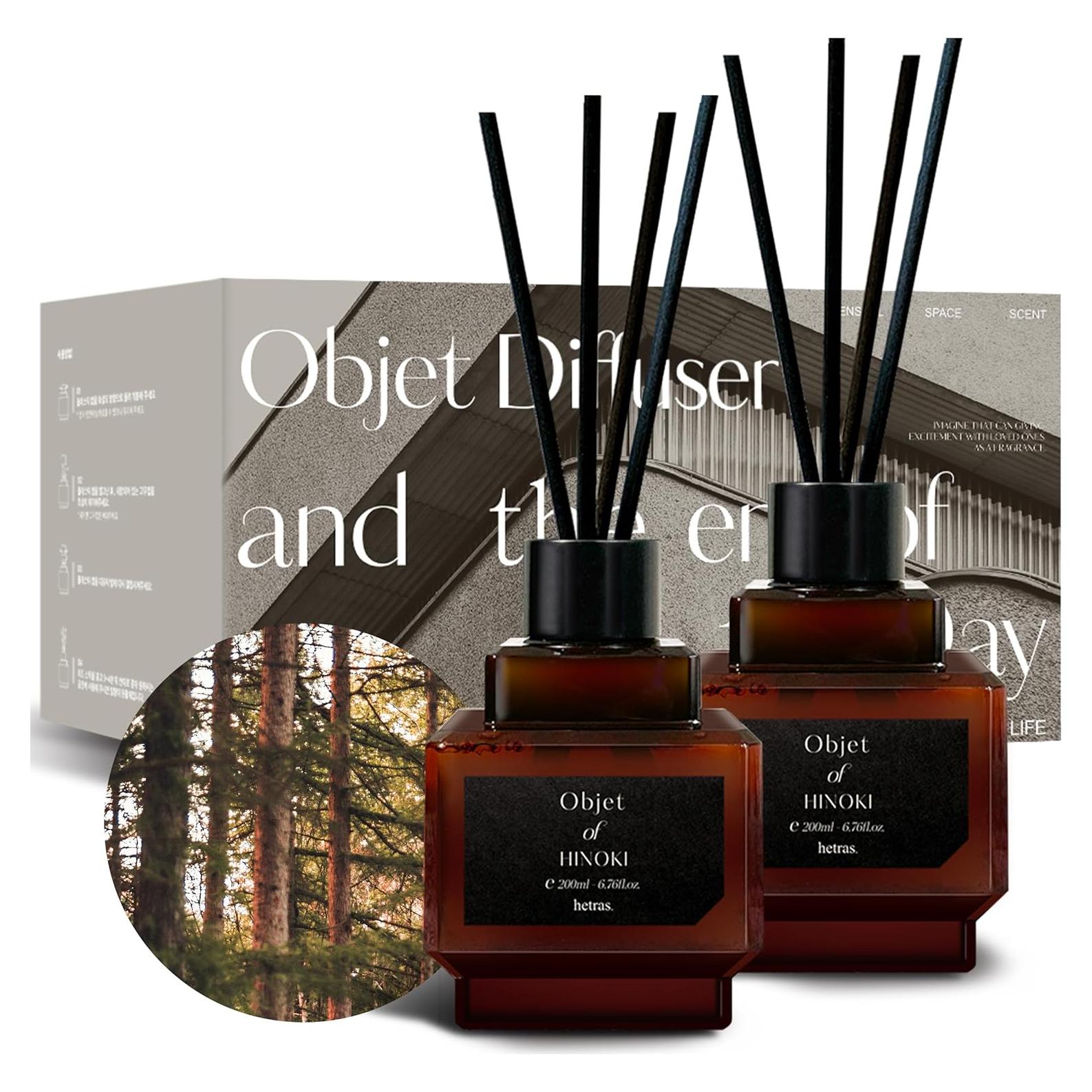 Juego de Difusor de Varillas HETRAS 200 ml Aroma Hinoki 2 Pack