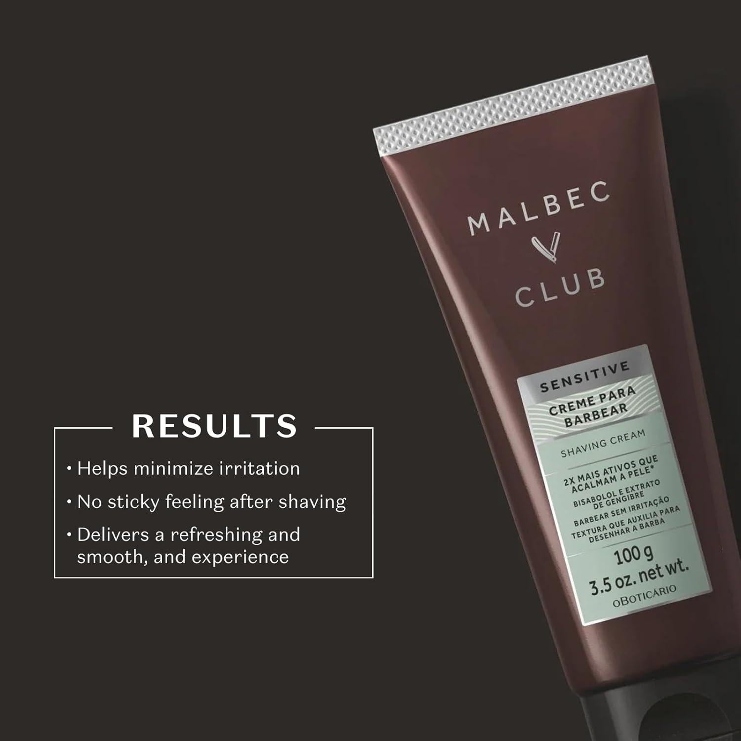 Crema de Afeitar Malbec Club para Hombres 99g - Hidratante y Suave