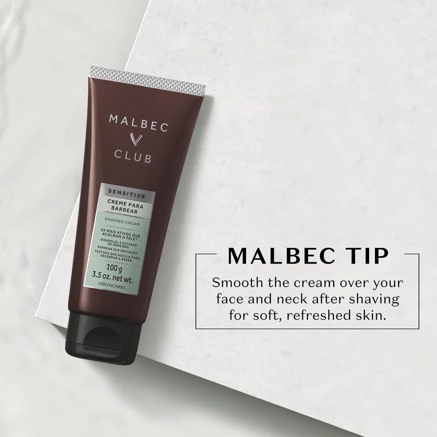 Crema de Afeitar Malbec Club para Hombres 99g - Hidratante y Suave