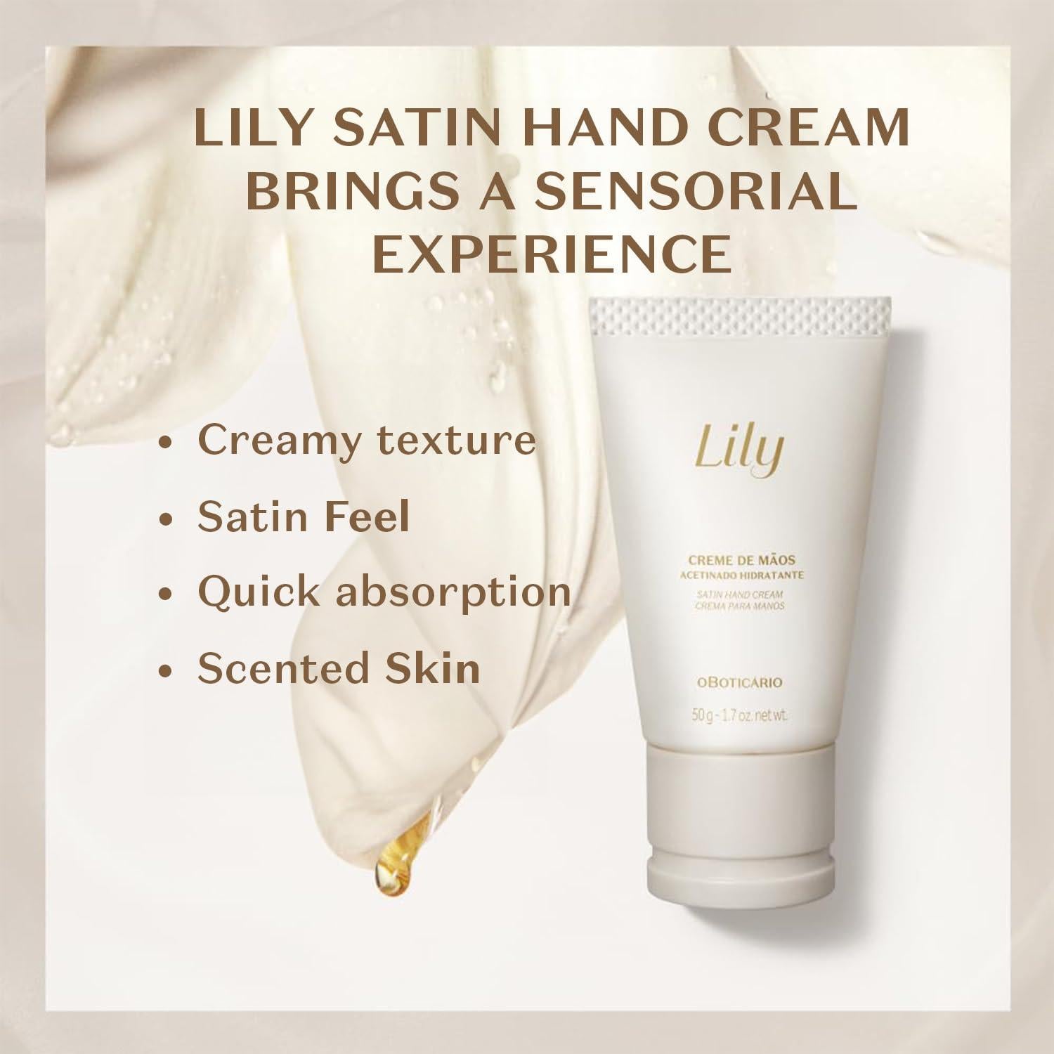 Crema de Manos Lily Satin O Boticário 50g Hidratante