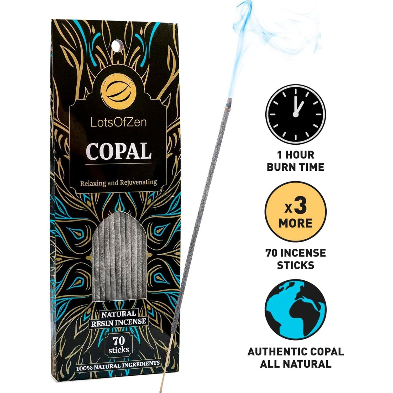 Varitas de Incienso de Copal Blanco Natural Lots Of Zen - 70 Piezas