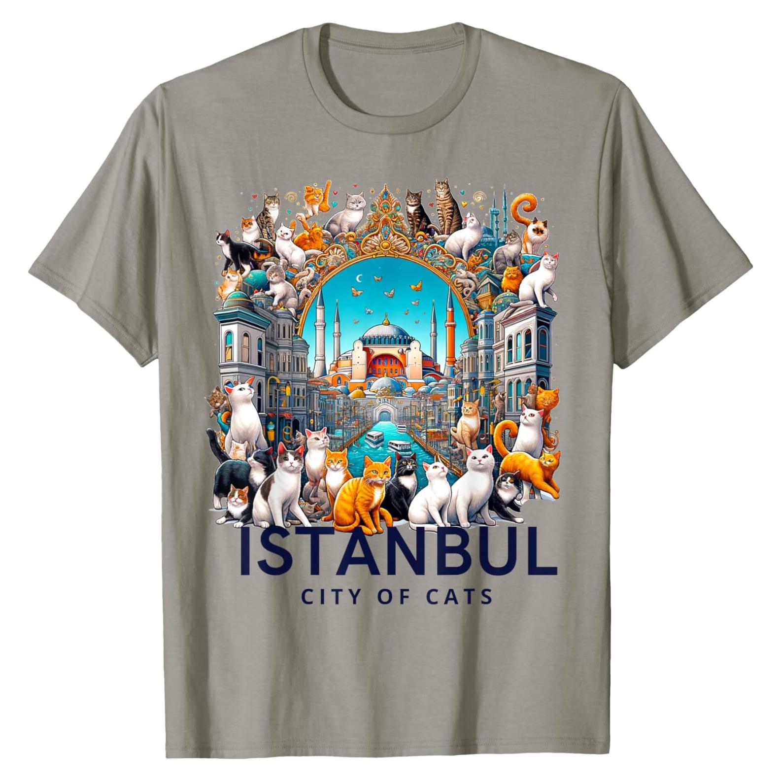 Camiseta de Arte Turco Ciudad de Gatos Estambul - Hombre