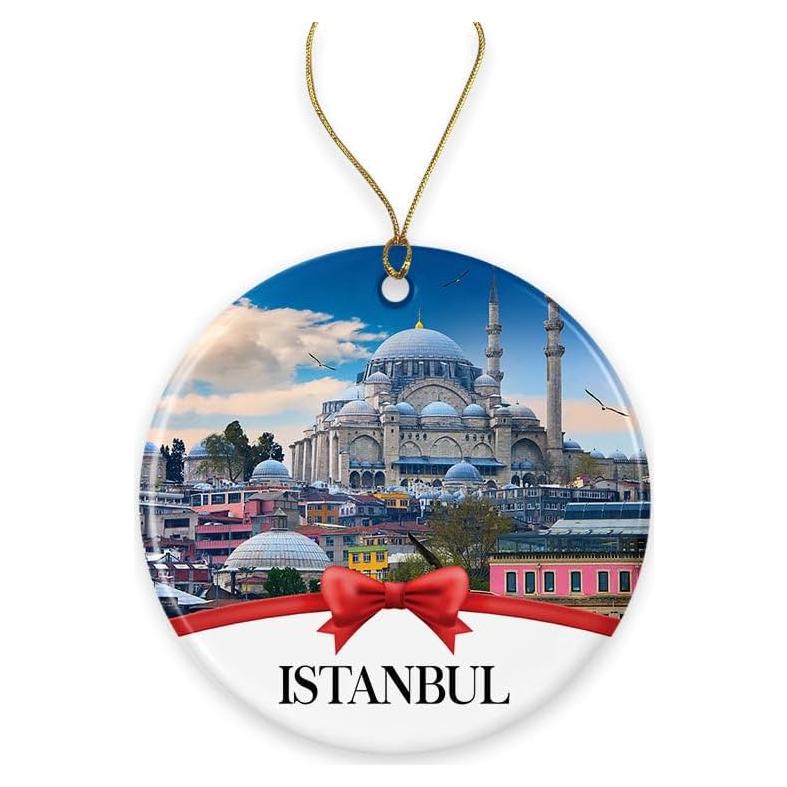 Adorno Navideño Cerámica Redondo Estambul 7.24 cm con Caja