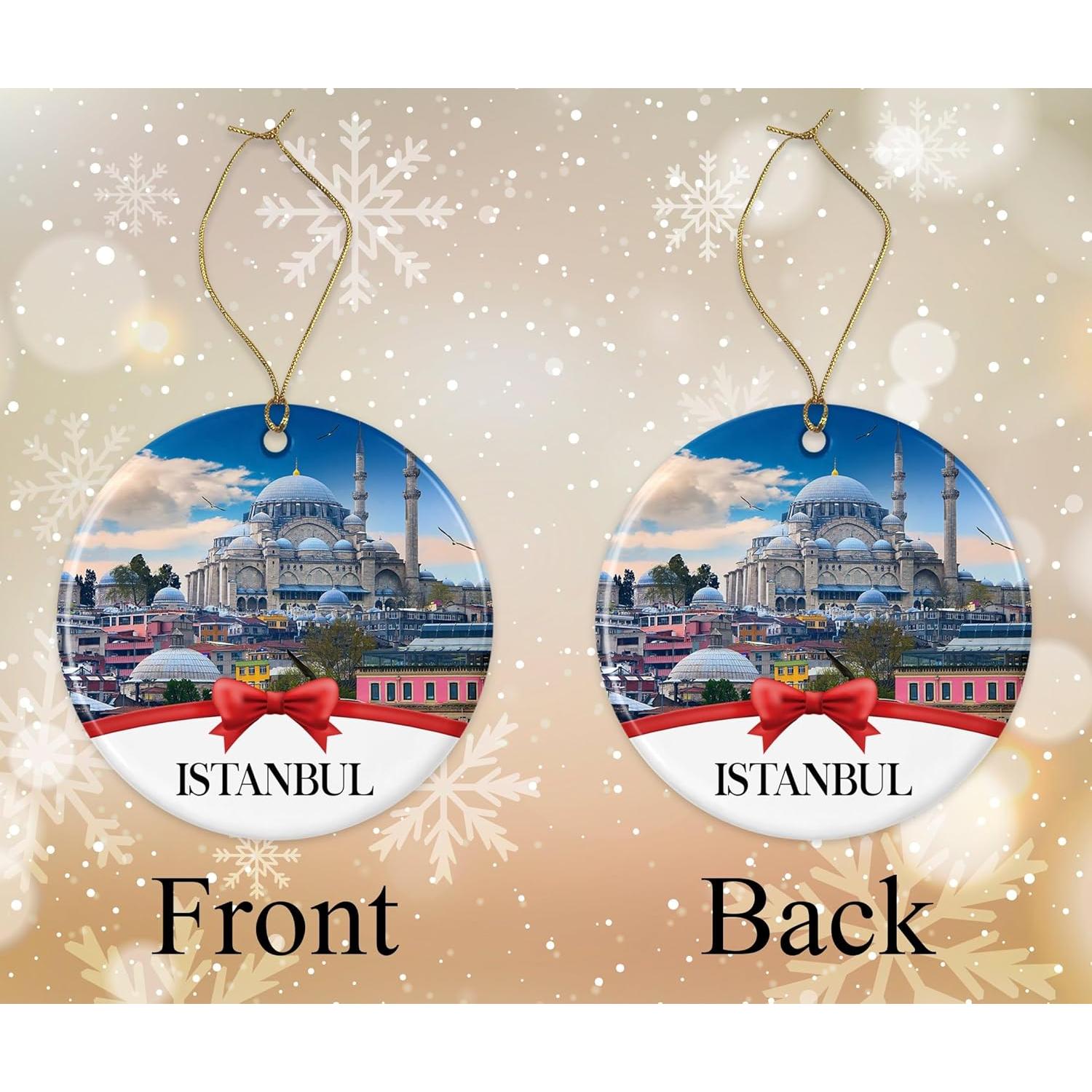 Adorno Navideño Cerámica Redondo Estambul 7.24 cm con Caja