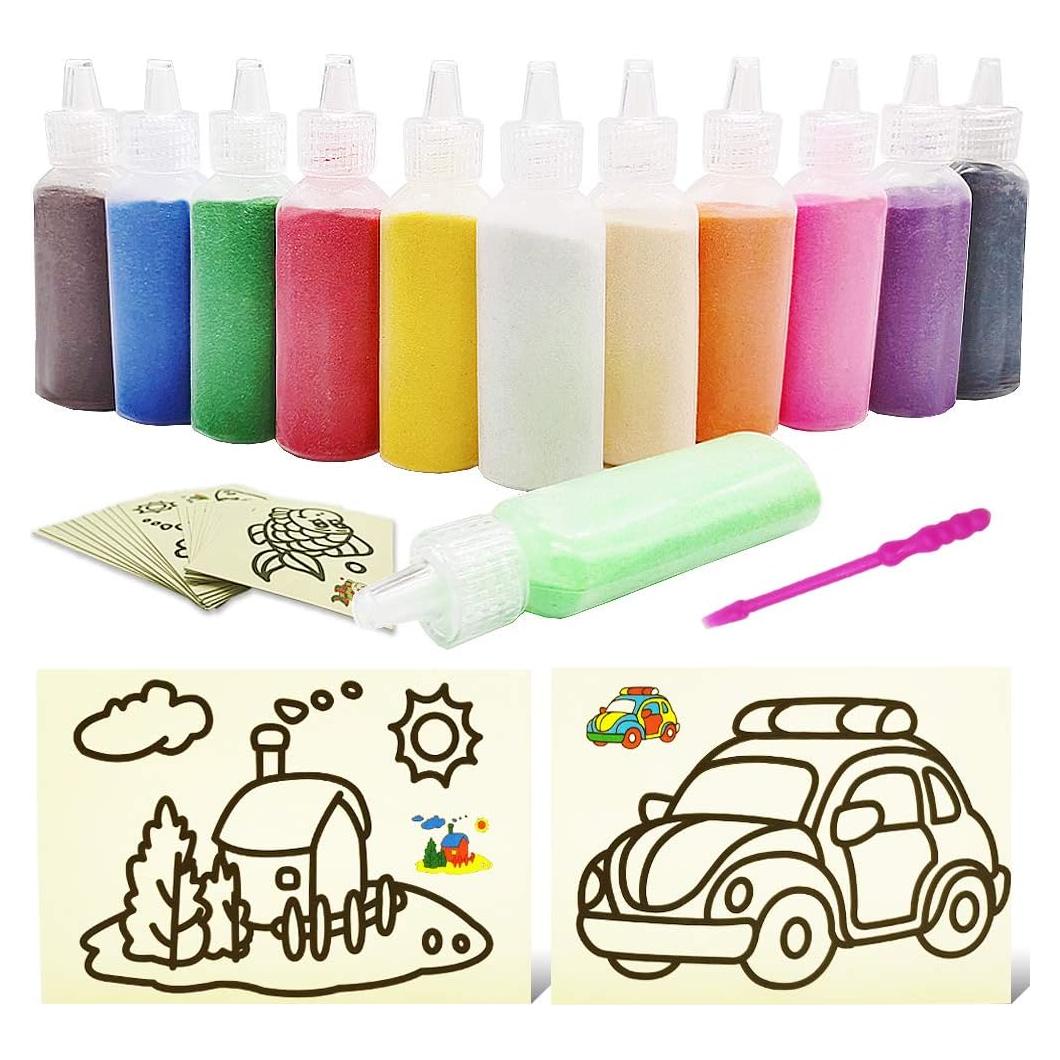 Kit de Arena Artística Zddaoole 32 PCS - 12 Colores y 20 Plantillas