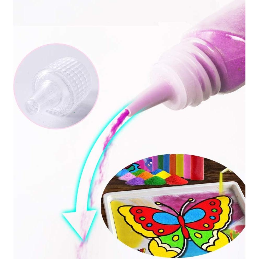 Kit de Arena Artística Zddaoole 32 PCS - 12 Colores y 20 Plantillas