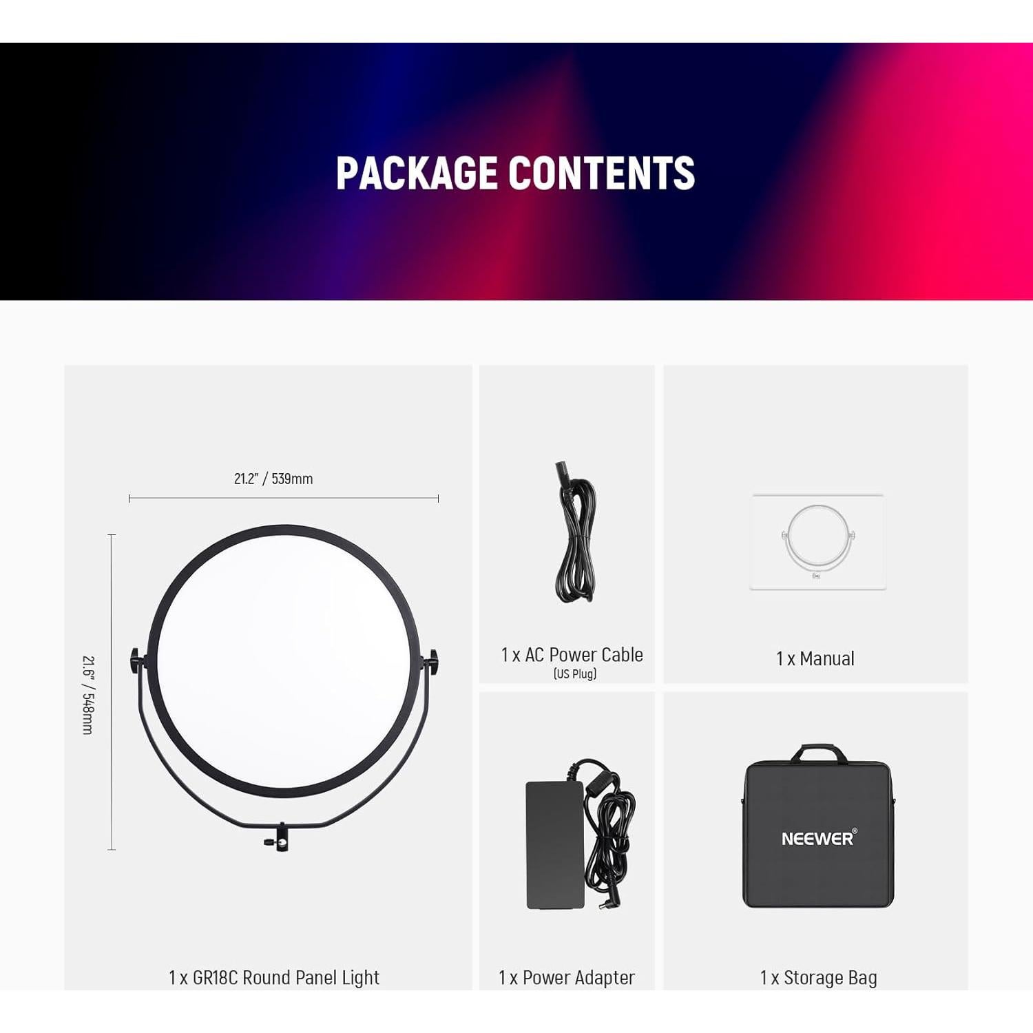 Luz de Video LED RGB NEEWER 65W 18" Control APP