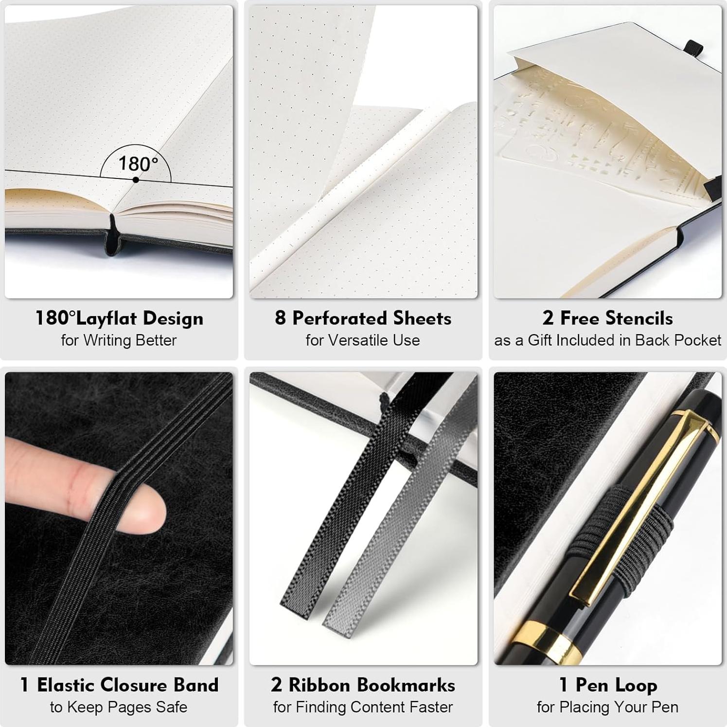 Cuaderno Punteado B5 OFFIGIFT 320 Páginas 100gsm Negro