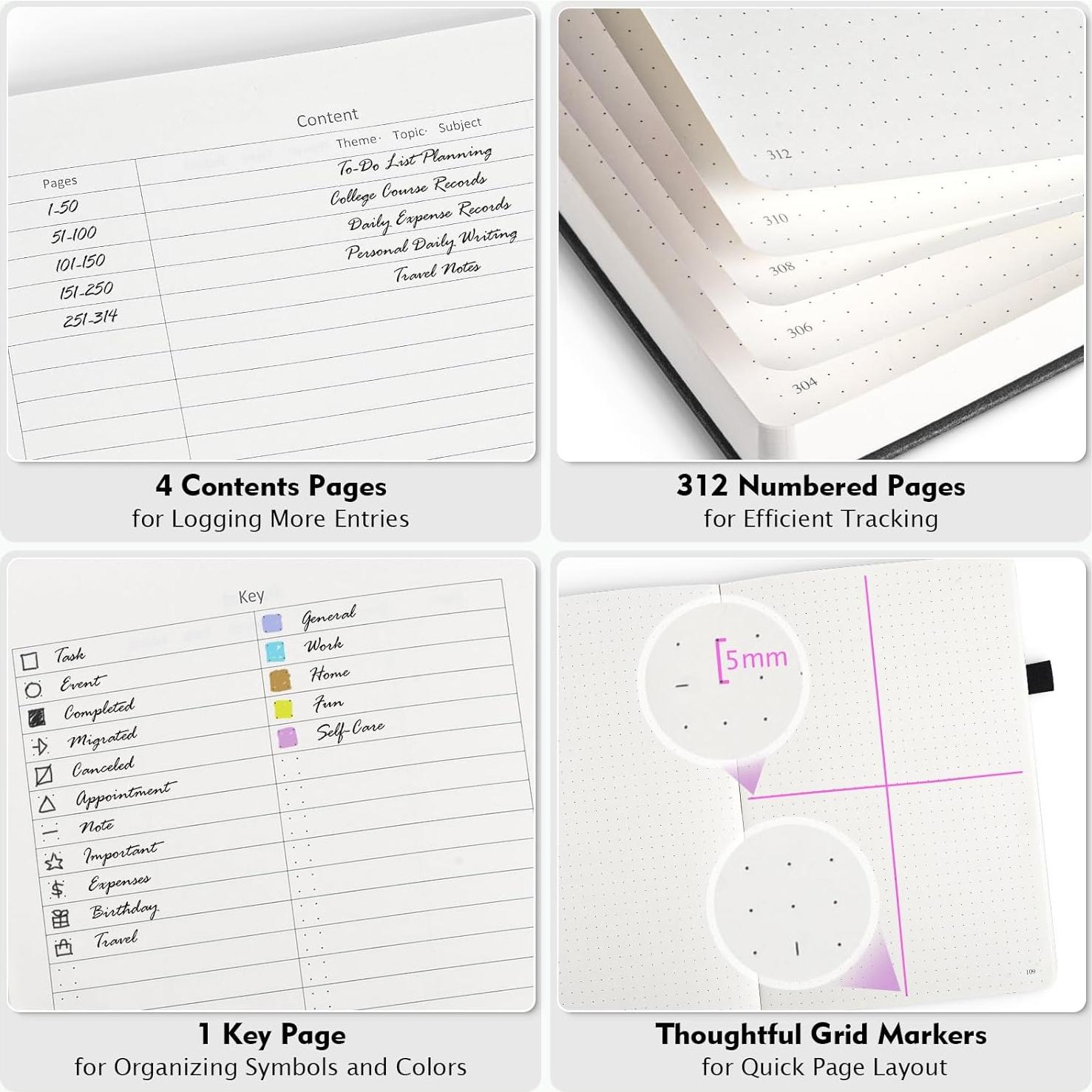 Cuaderno Punteado B5 OFFIGIFT 320 Páginas 100gsm Negro