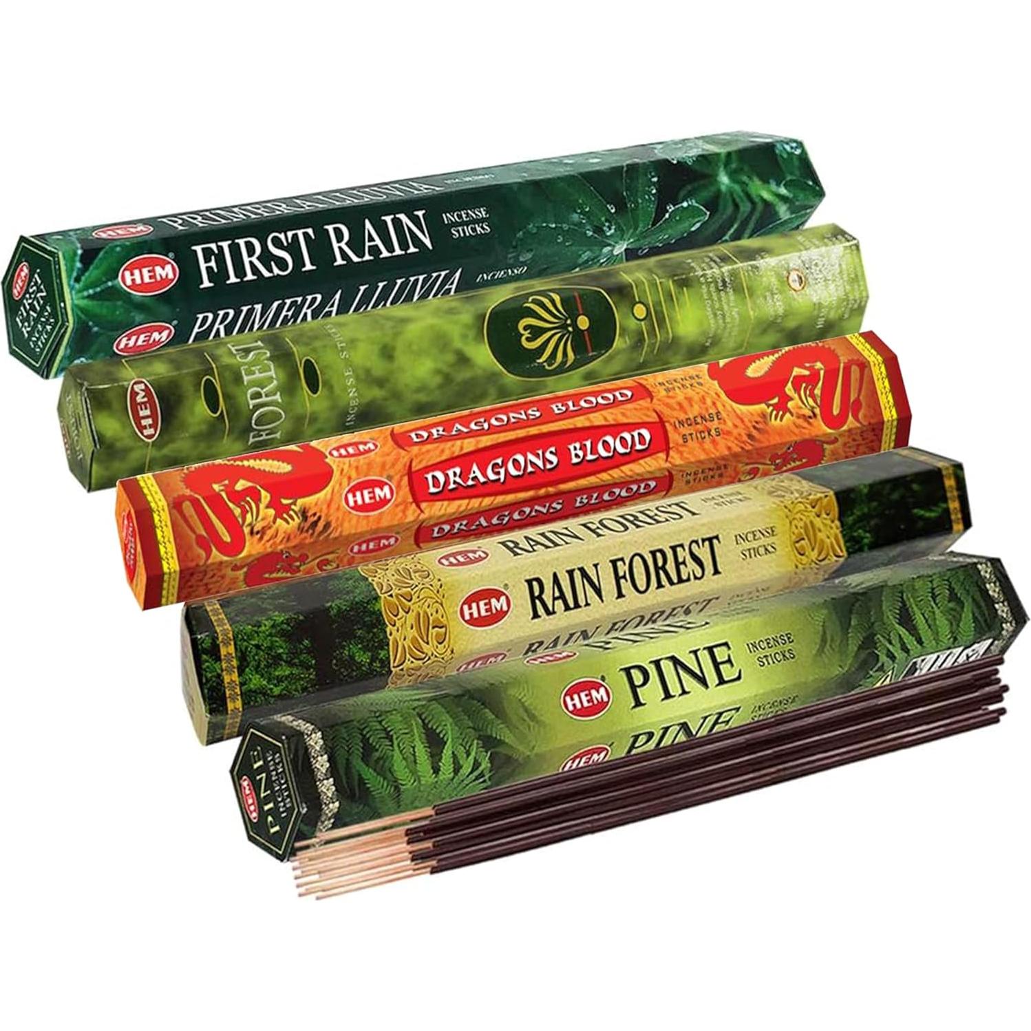 Conjunto de Incienso Hem con Soporte y 5 Fragancias Naturales