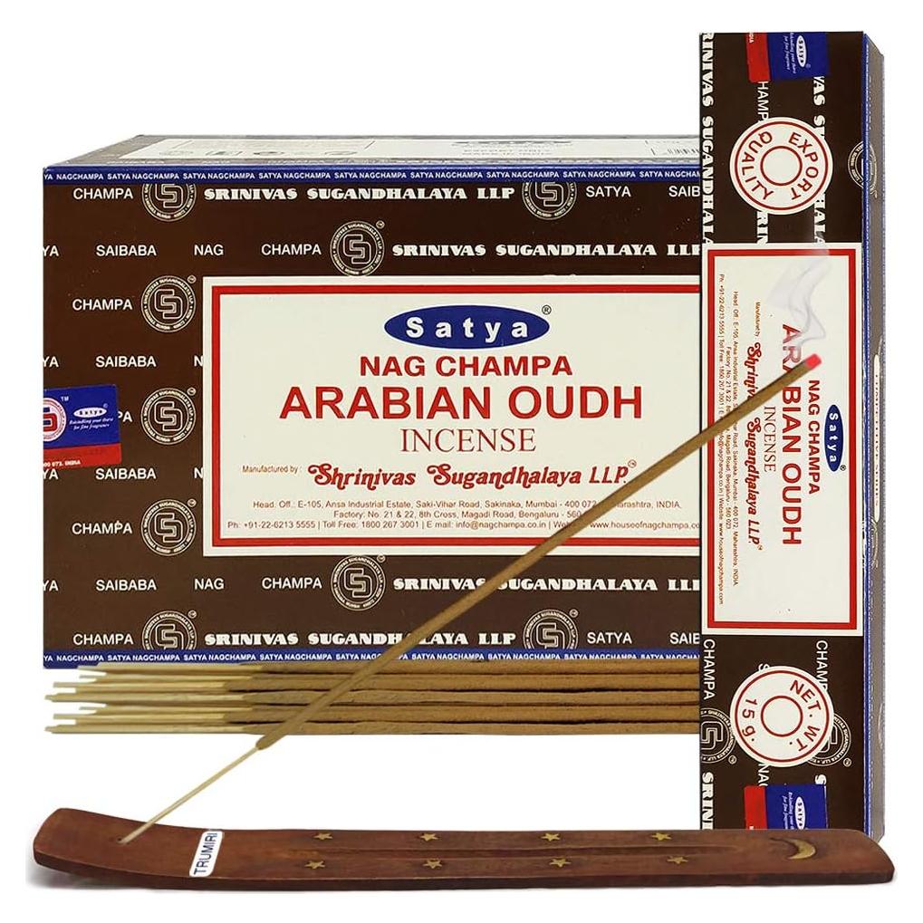 Paquete de Incienso Oudh Arabe Satya con Soporte Trumiri
