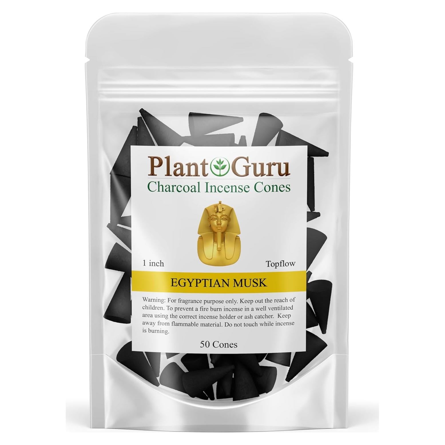 Conos de Incienso de Carbón Plant Guru Almizcle Egipcio 50 Unidades