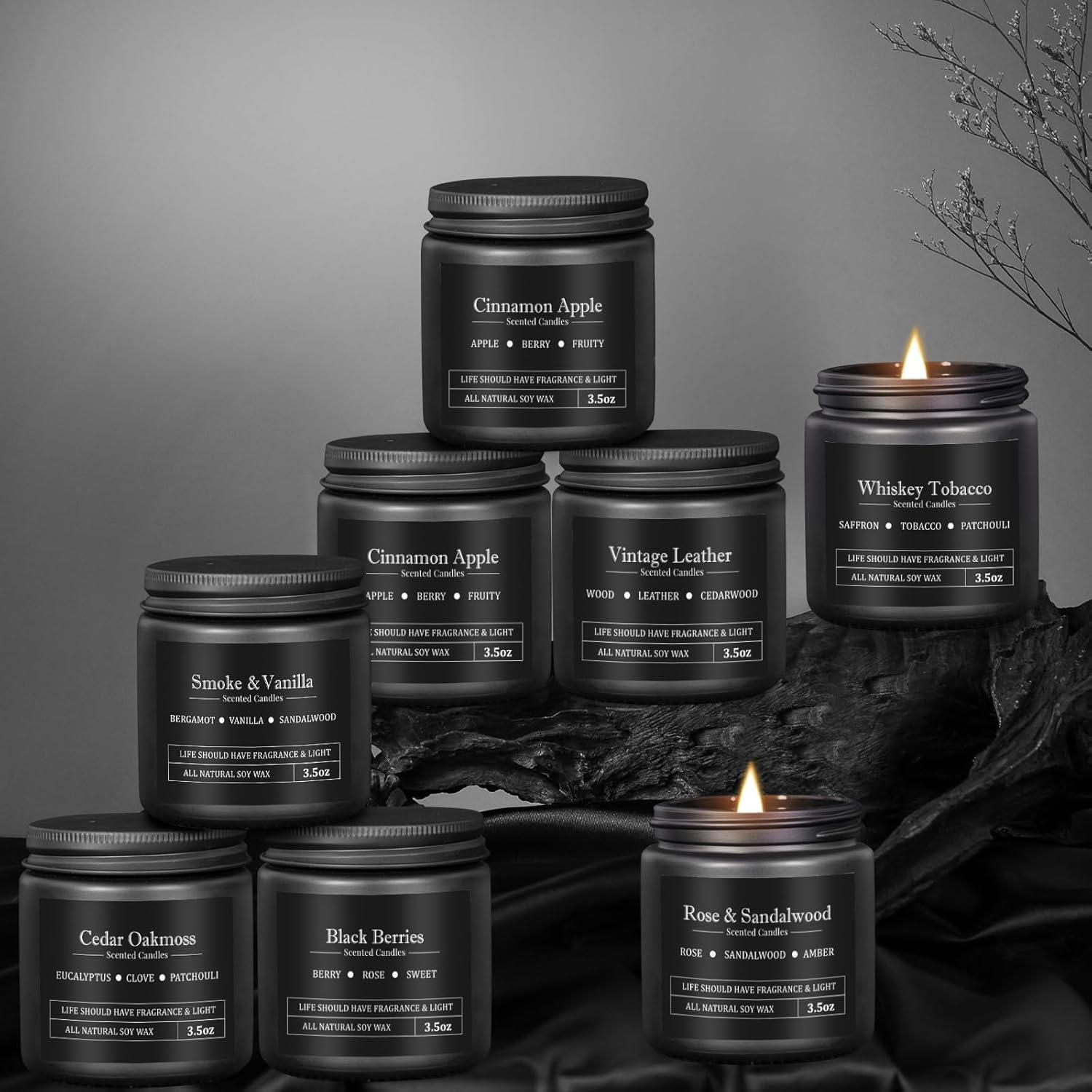 Set de Velas Aromáticas para Hombres - 8 Fragancias Premium