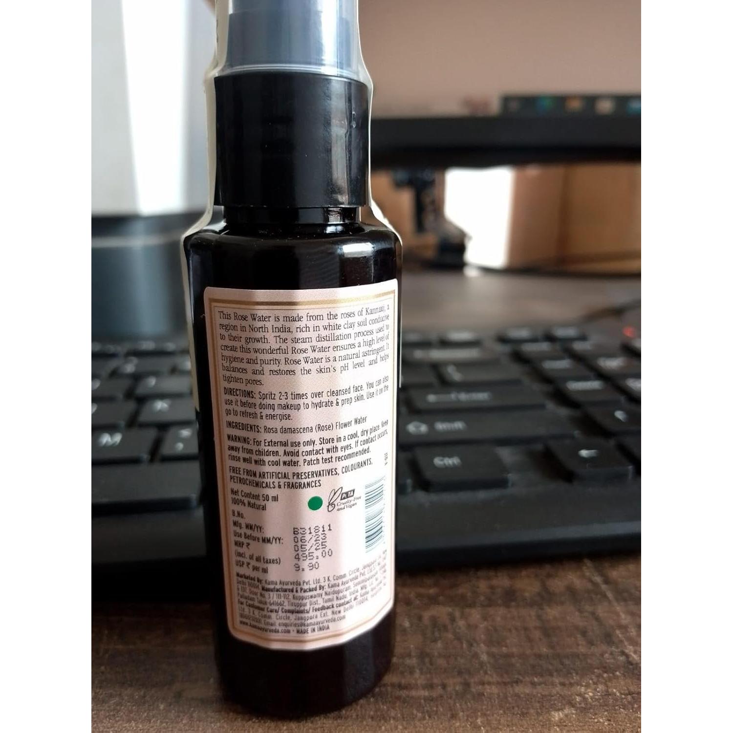 Agua de Rosa Pura Orgánica Kama Ayurveda 50ML - Astringente Natural